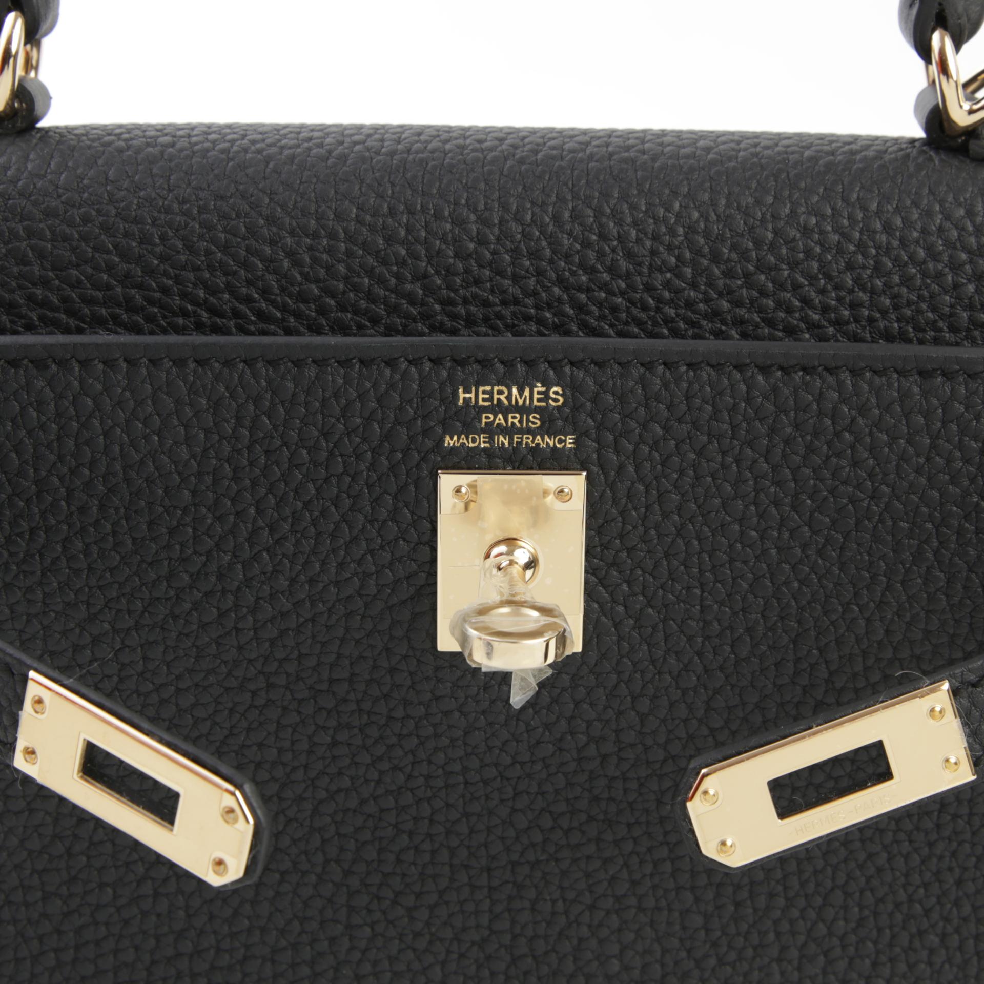 Brand New ( Rank N ) HERMÈS Kelly 25 Black (89) Togo Permabrass hardware W (2024) - 9