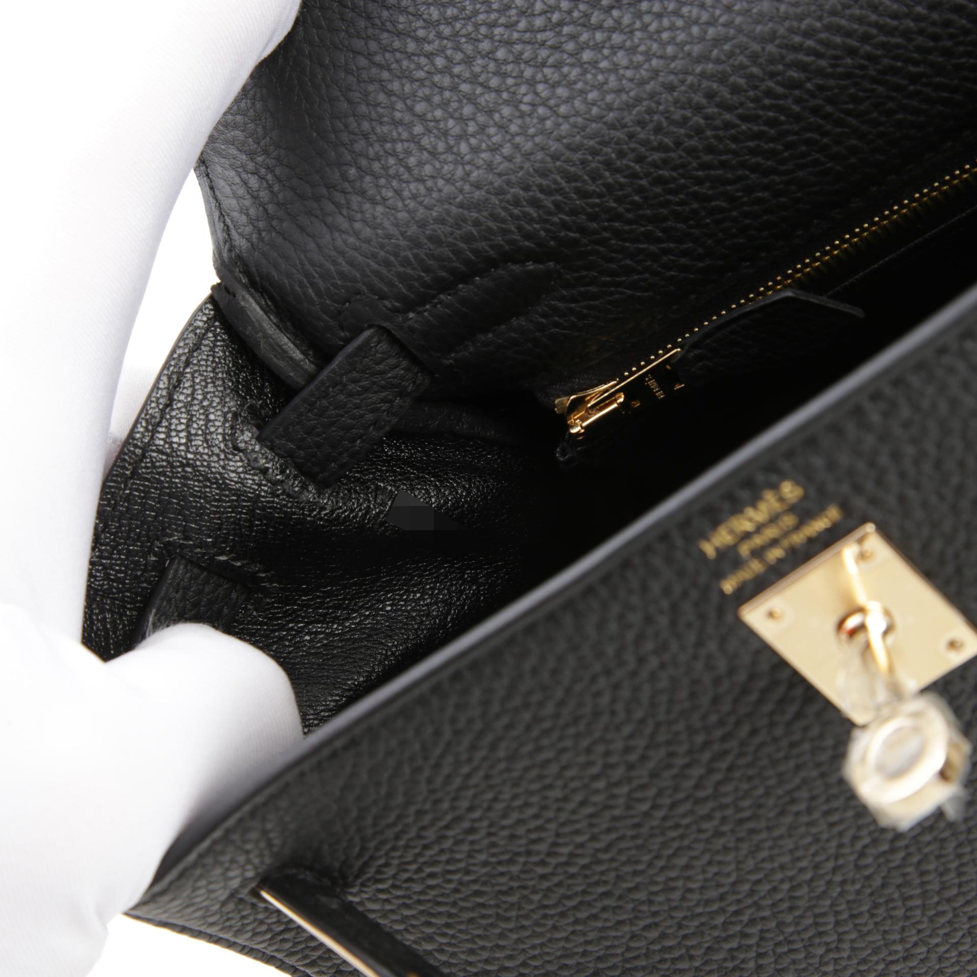 Brand New ( Rank N ) HERMÈS Kelly 25 Black (89) Togo Permabrass hardware W (2024) - 13
