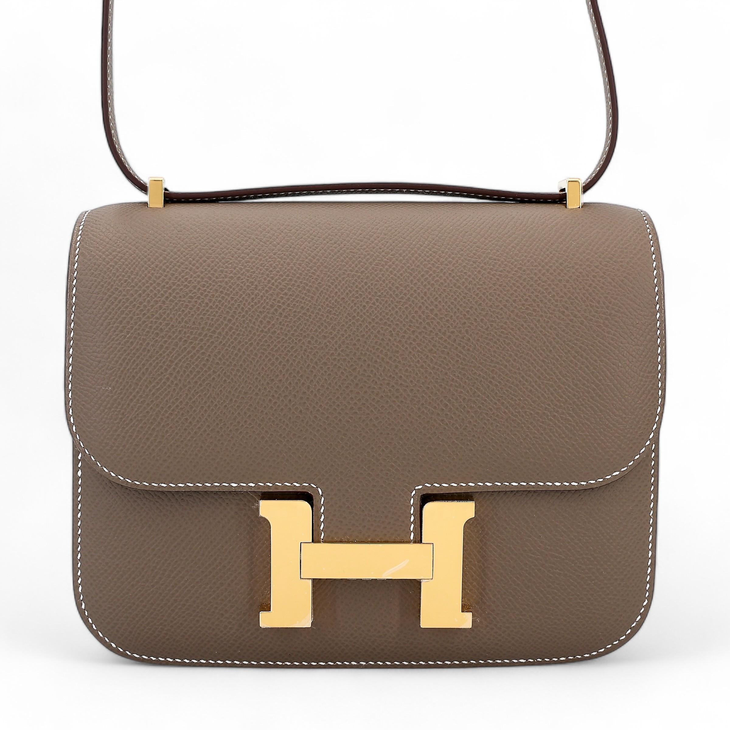Brand New ( Rank N ) HERMÈS Constance Mini Etoupe (18) Epsom Gold hardware W (2024) - 1