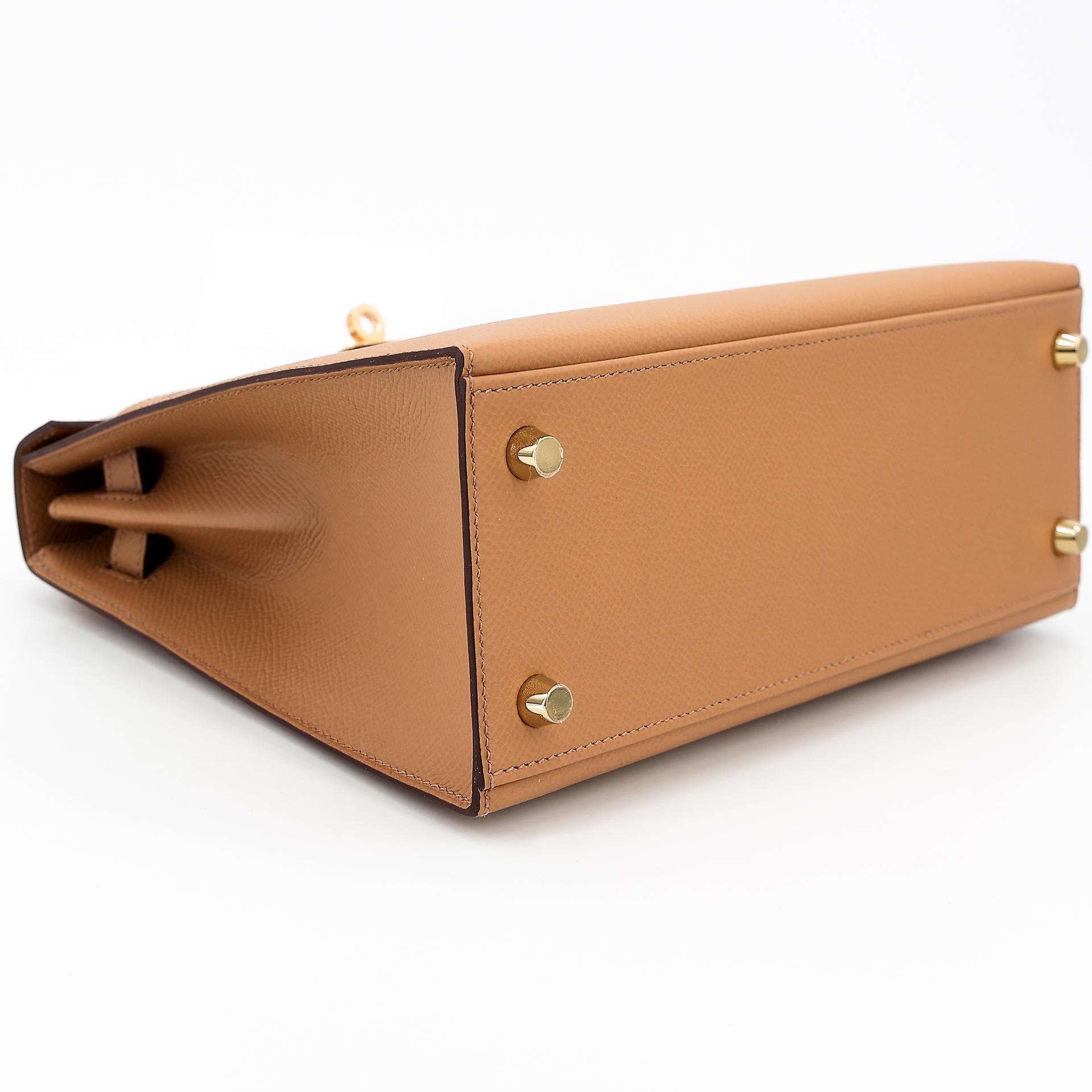 Unused ( Rank NS ) HERMÈS Kelly 25 Sellier Biscuit (4B) Epsom Gold hardware Z (2021) - 5