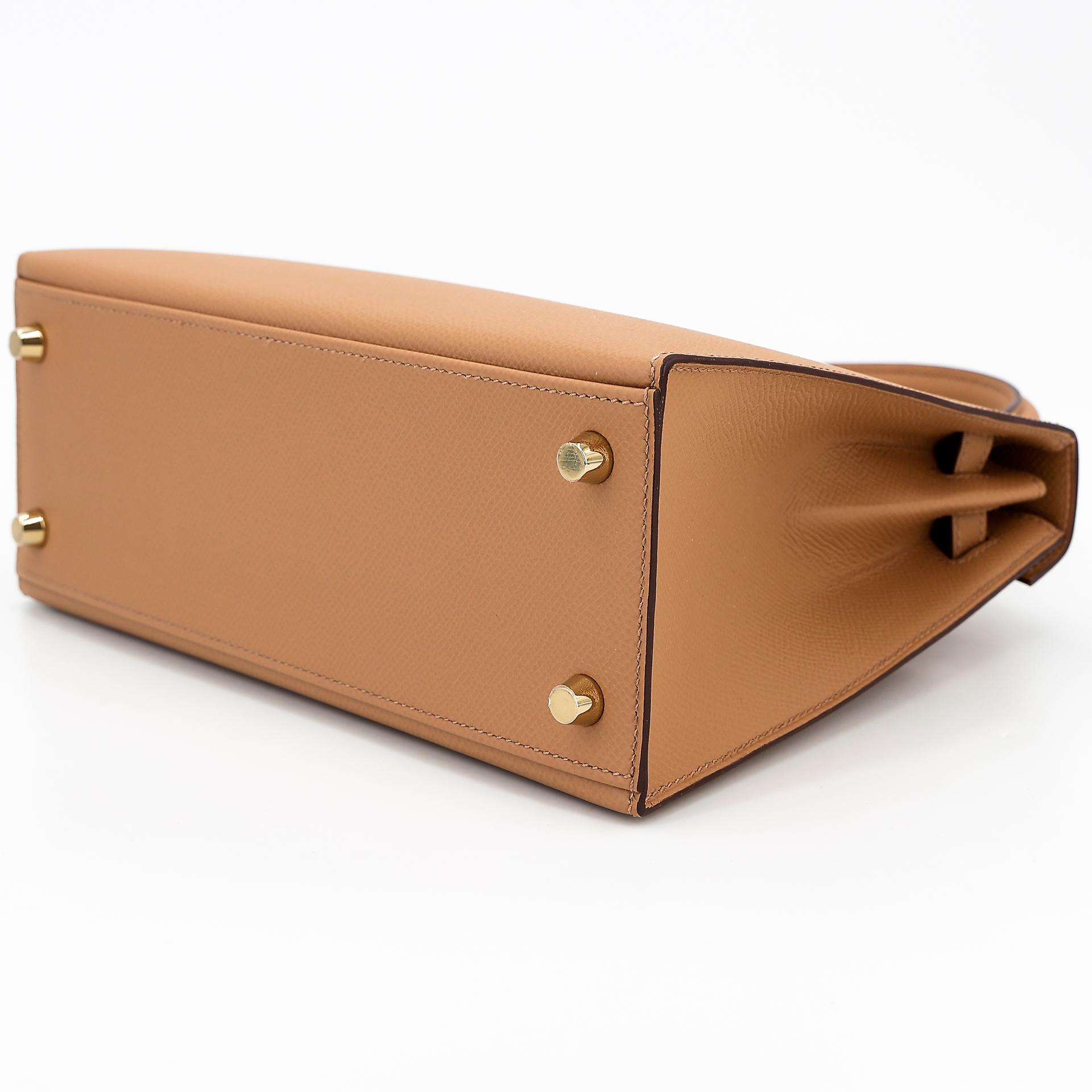 Unused ( Rank NS ) HERMÈS Kelly 25 Sellier Biscuit (4B) Epsom Gold hardware Z (2021) - 6