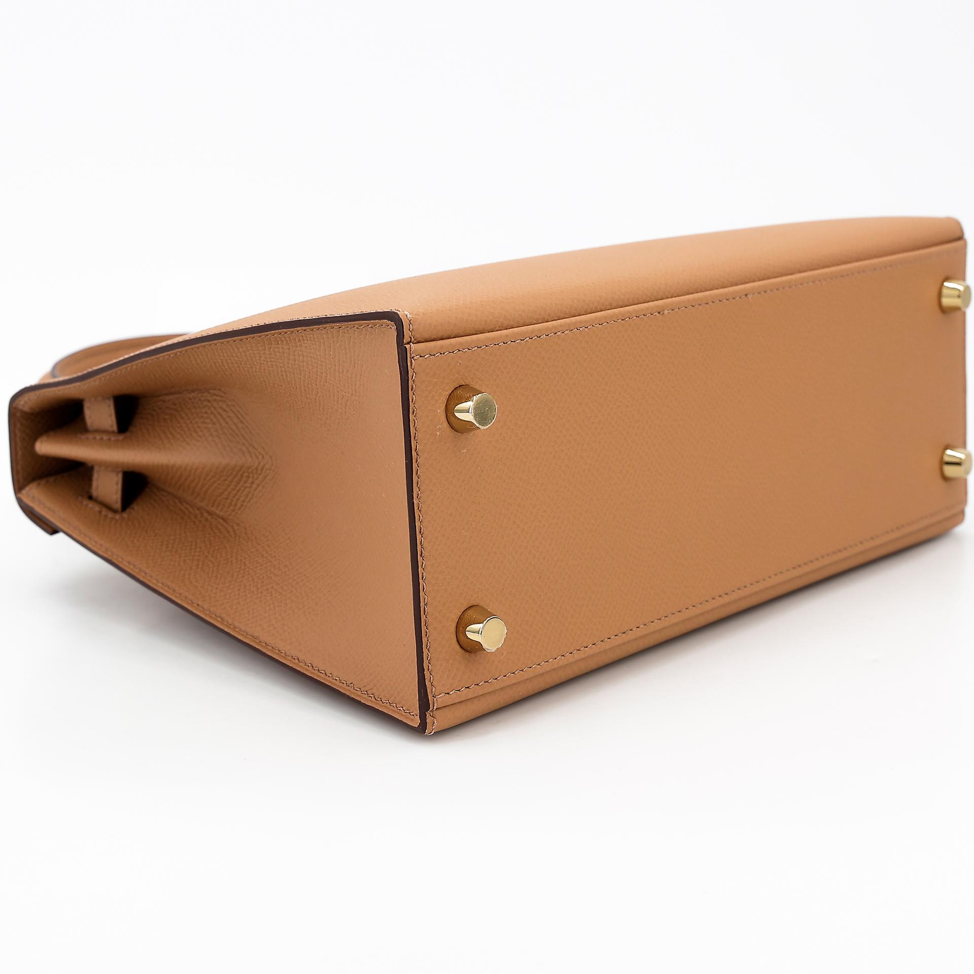 Unused ( Rank NS ) HERMÈS Kelly 25 Sellier Biscuit (4B) Epsom Gold hardware Z (2021) - 7