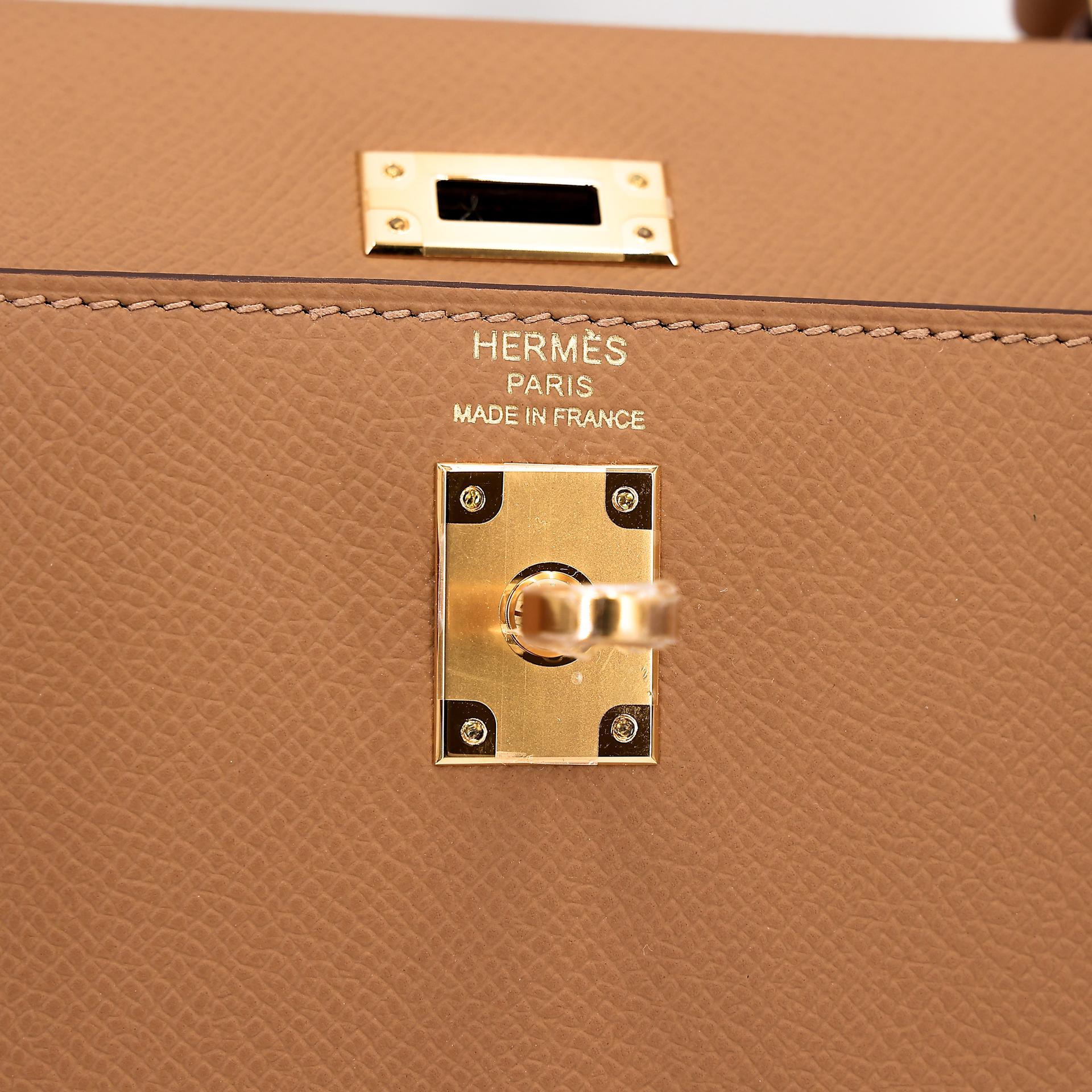 Unused ( Rank NS ) HERMÈS Kelly 25 Sellier Biscuit (4B) Epsom Gold hardware Z (2021) - 11