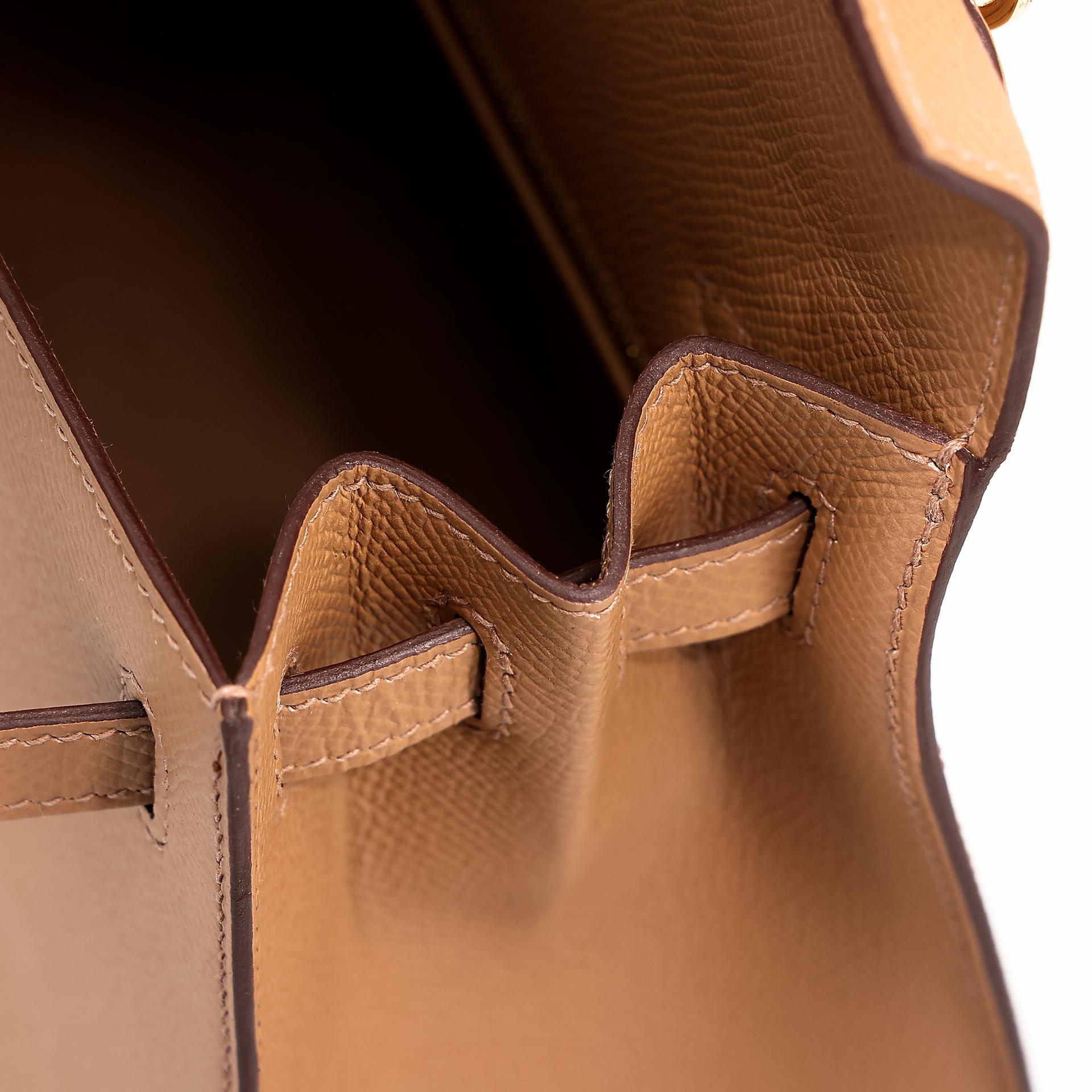 Unused ( Rank NS ) HERMÈS Kelly 25 Sellier Biscuit (4B) Epsom Gold hardware Z (2021) - 13