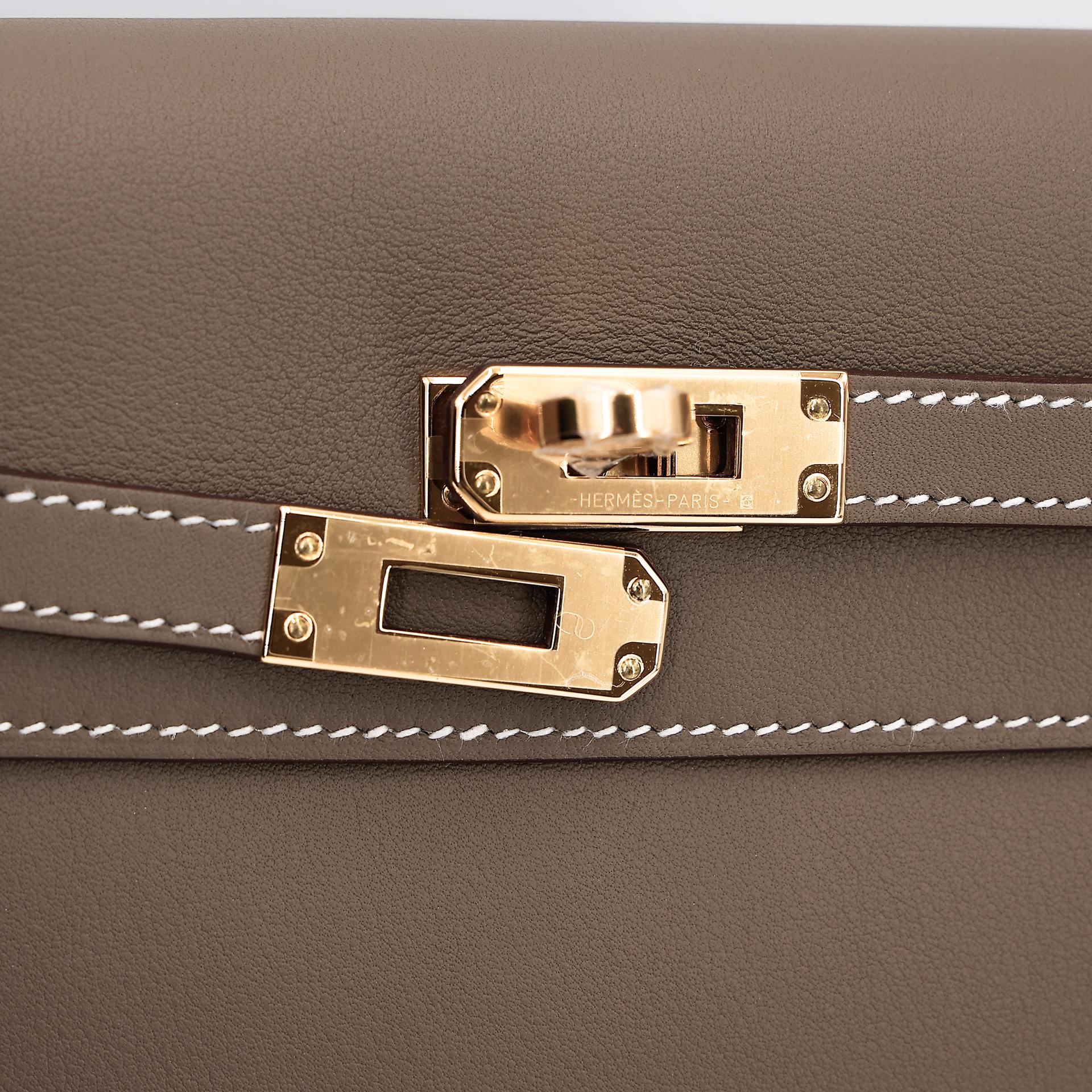 Brand New ( Rank N ) HERMÈS Kelly Danse Etoupe (18) Swift Gold hardware W (2024) - 7
