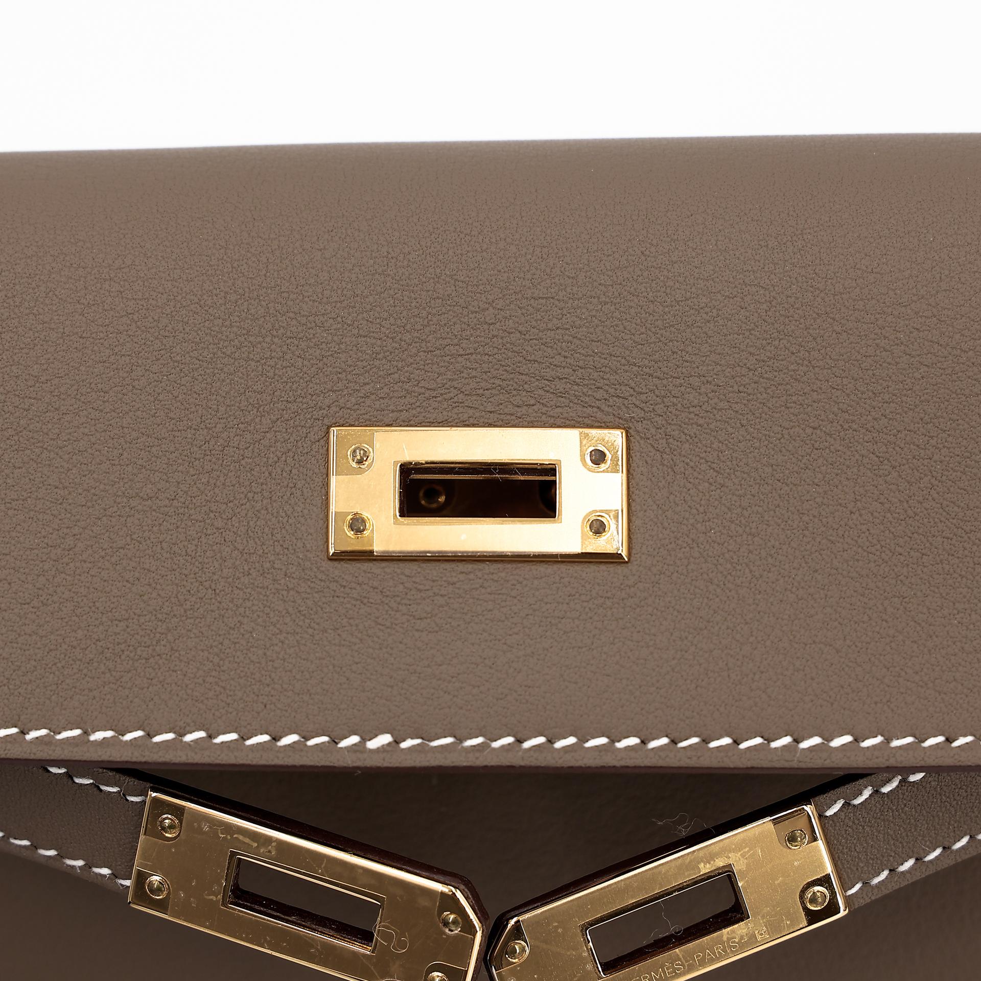 Brand New ( Rank N ) HERMÈS Kelly Danse Etoupe (18) Swift Gold hardware W (2024) - 8