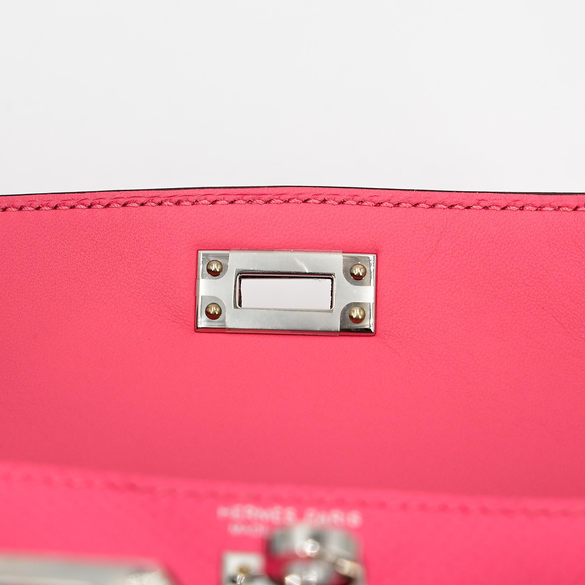 Unused ( Rank NS ) HERMÈS Mini Kelly II Rose Azalee (8W) Epsom Palladium hardware W (2024) - 17
