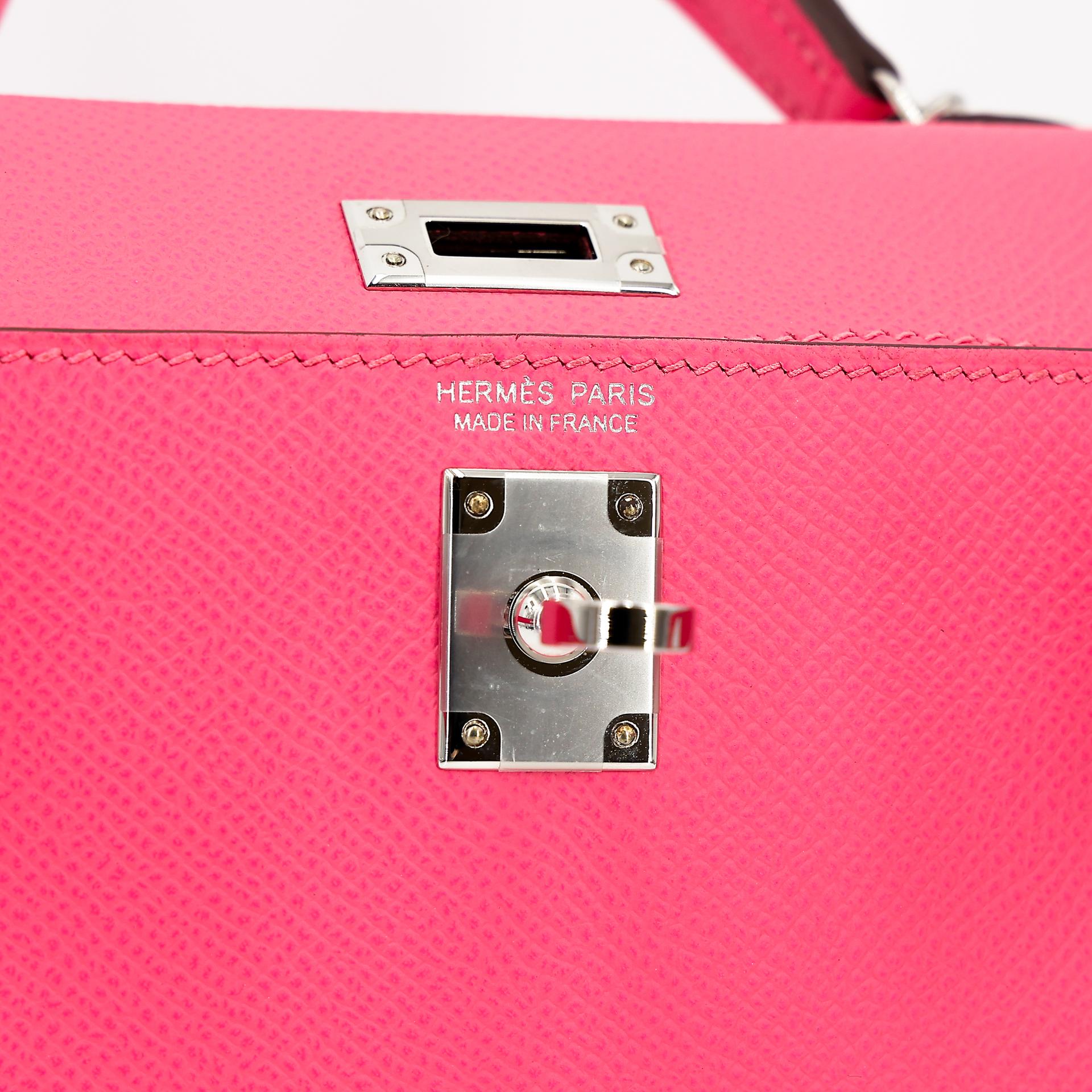 Unused ( Rank NS ) HERMÈS Mini Kelly II Rose Azalee (8W) Epsom Palladium hardware W (2024) - 18