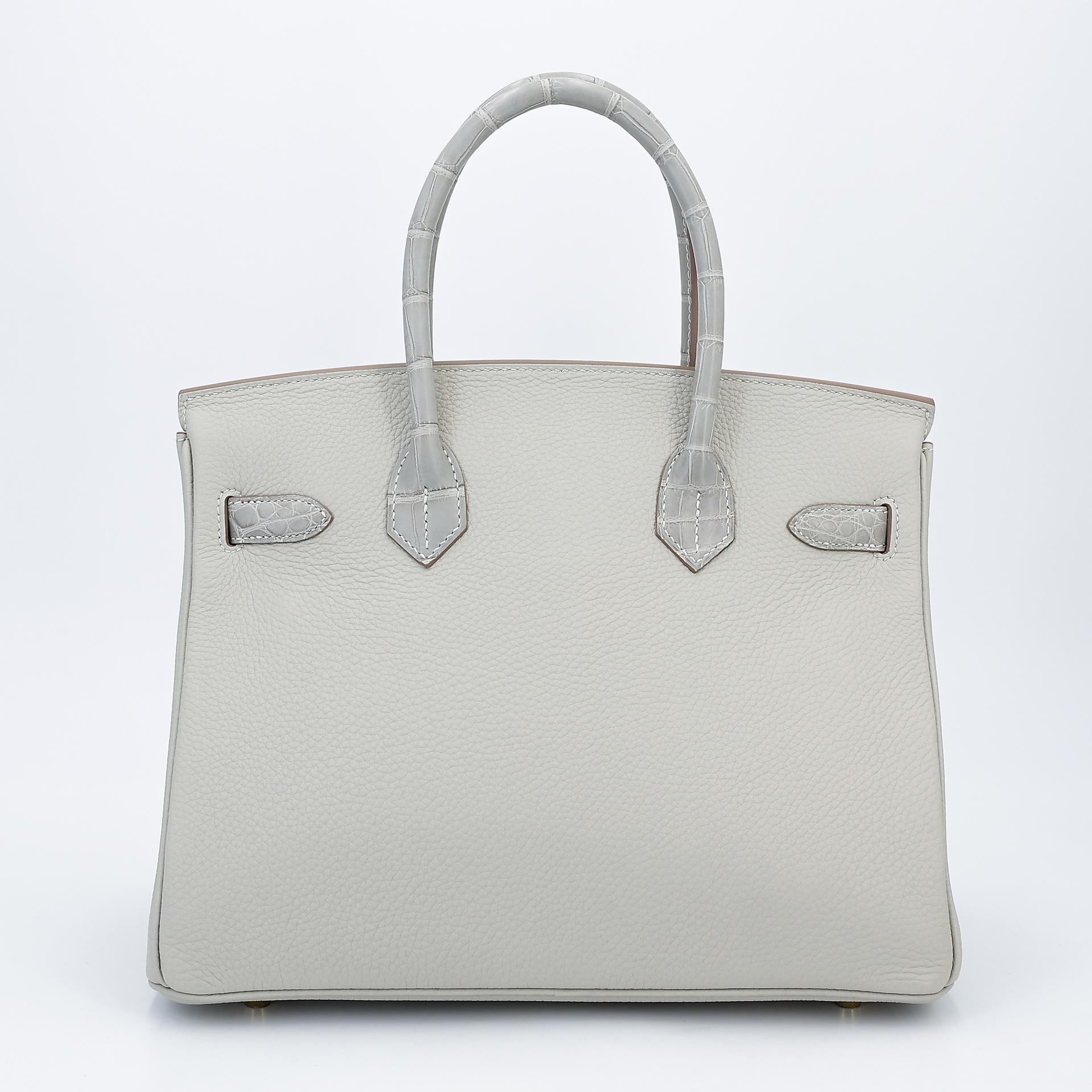 Brand New ( Rank N ) HERMÈS Birkin 30 Touch Gris Perle (80) Togo Matte Alligator Gold hardware B (2023) - 2