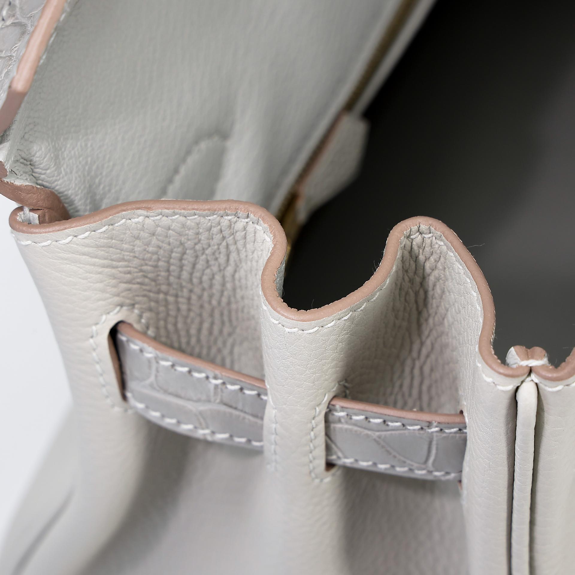 Brand New ( Rank N ) HERMÈS Birkin 30 Touch Gris Perle (80) Togo Matte Alligator Gold hardware B (2023) - 12
