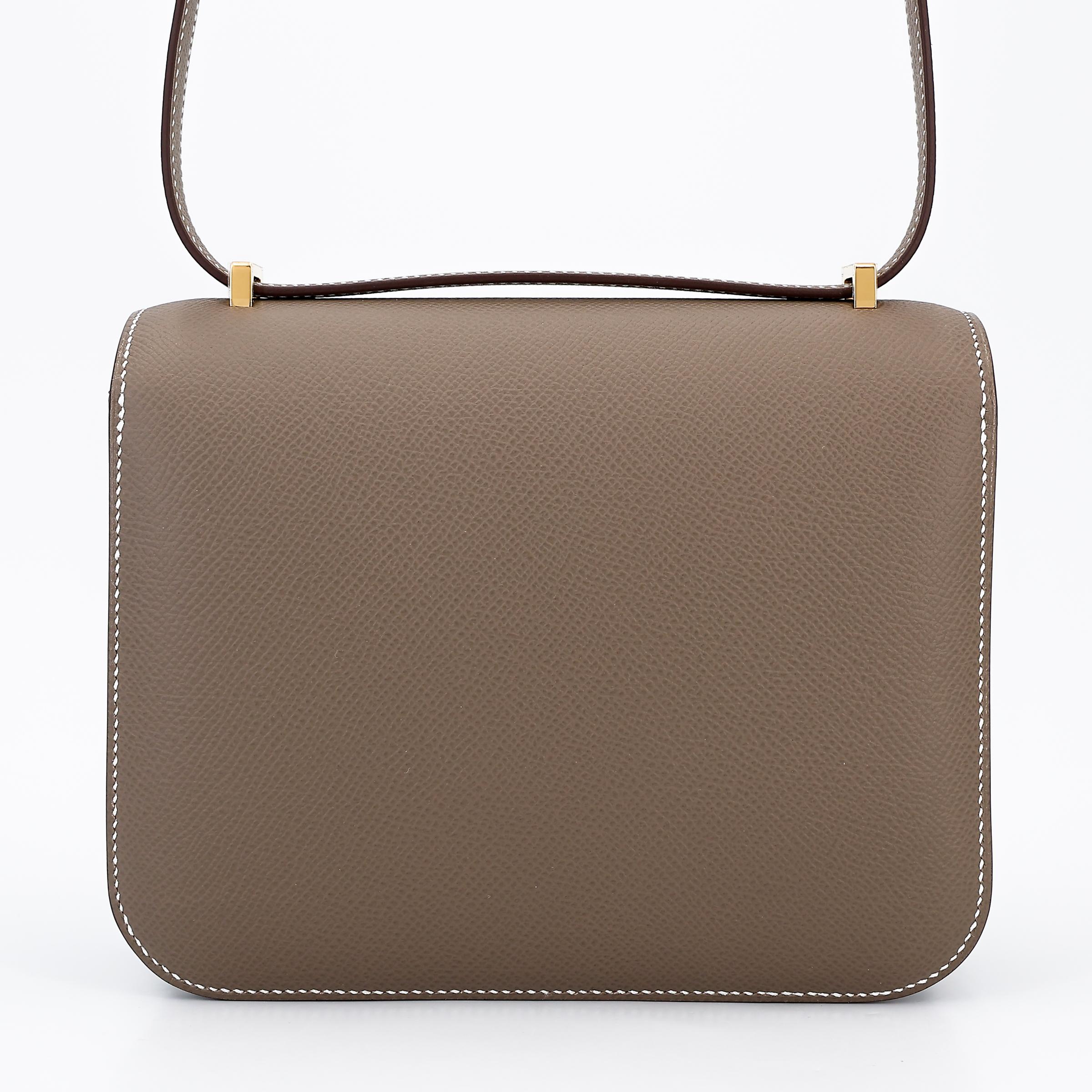 Brand New ( Rank N ) HERMÈS Constance Mini Etoupe (18) Epsom Gold hardware W (2024) - 2