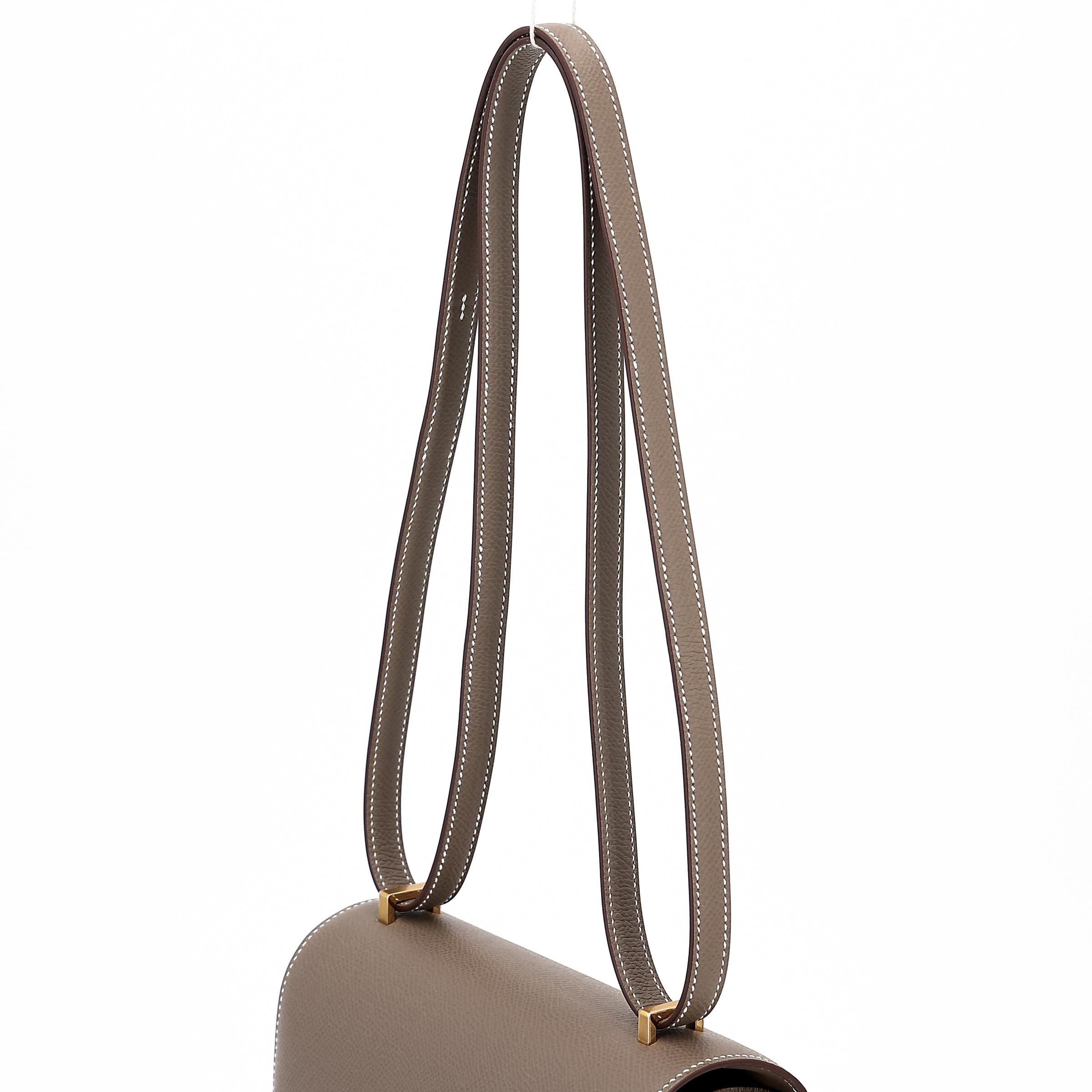 Brand New ( Rank N ) HERMÈS Constance Mini Etoupe (18) Epsom Gold hardware W (2024) - 3