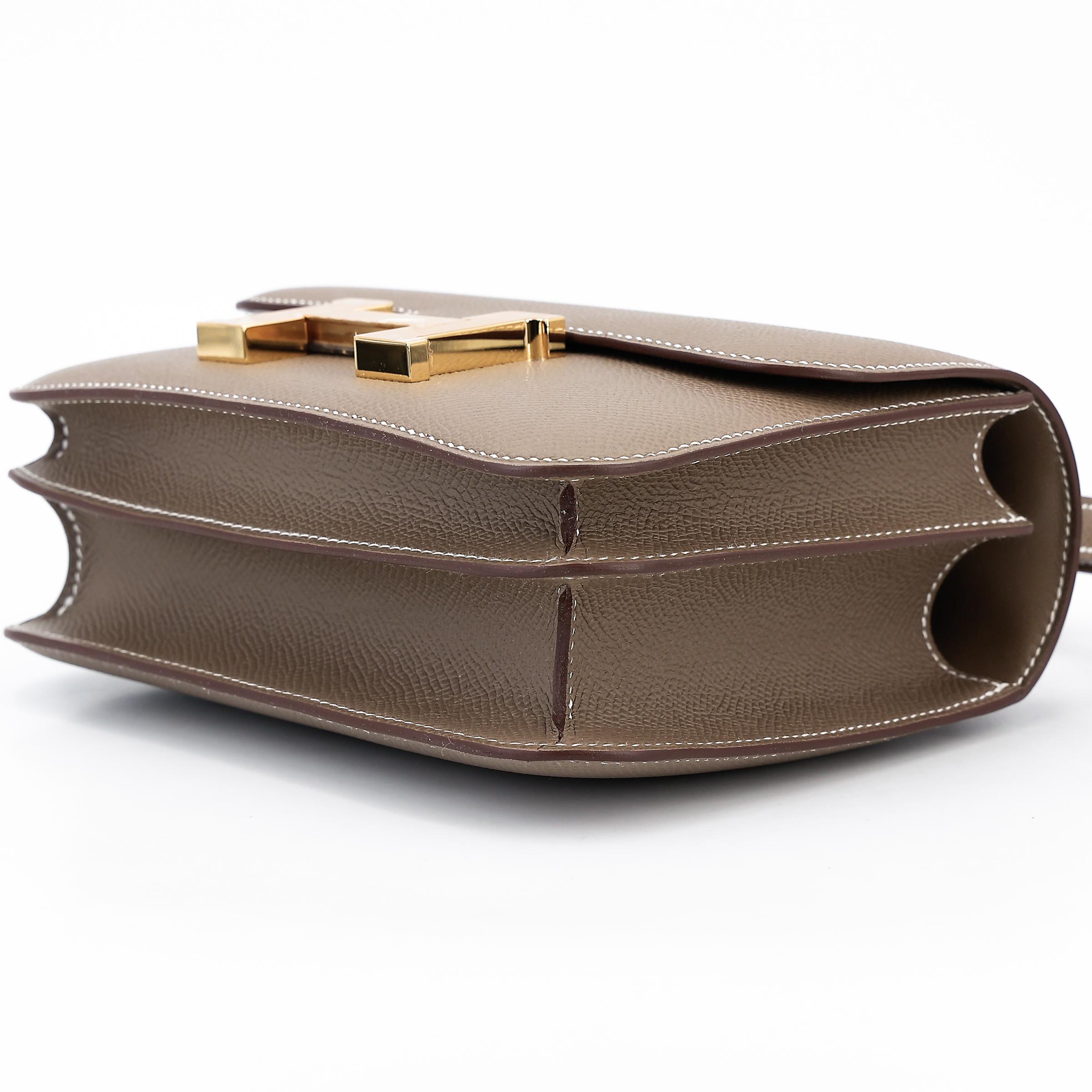 Brand New ( Rank N ) HERMÈS Constance Mini Etoupe (18) Epsom Gold hardware W (2024) - 4
