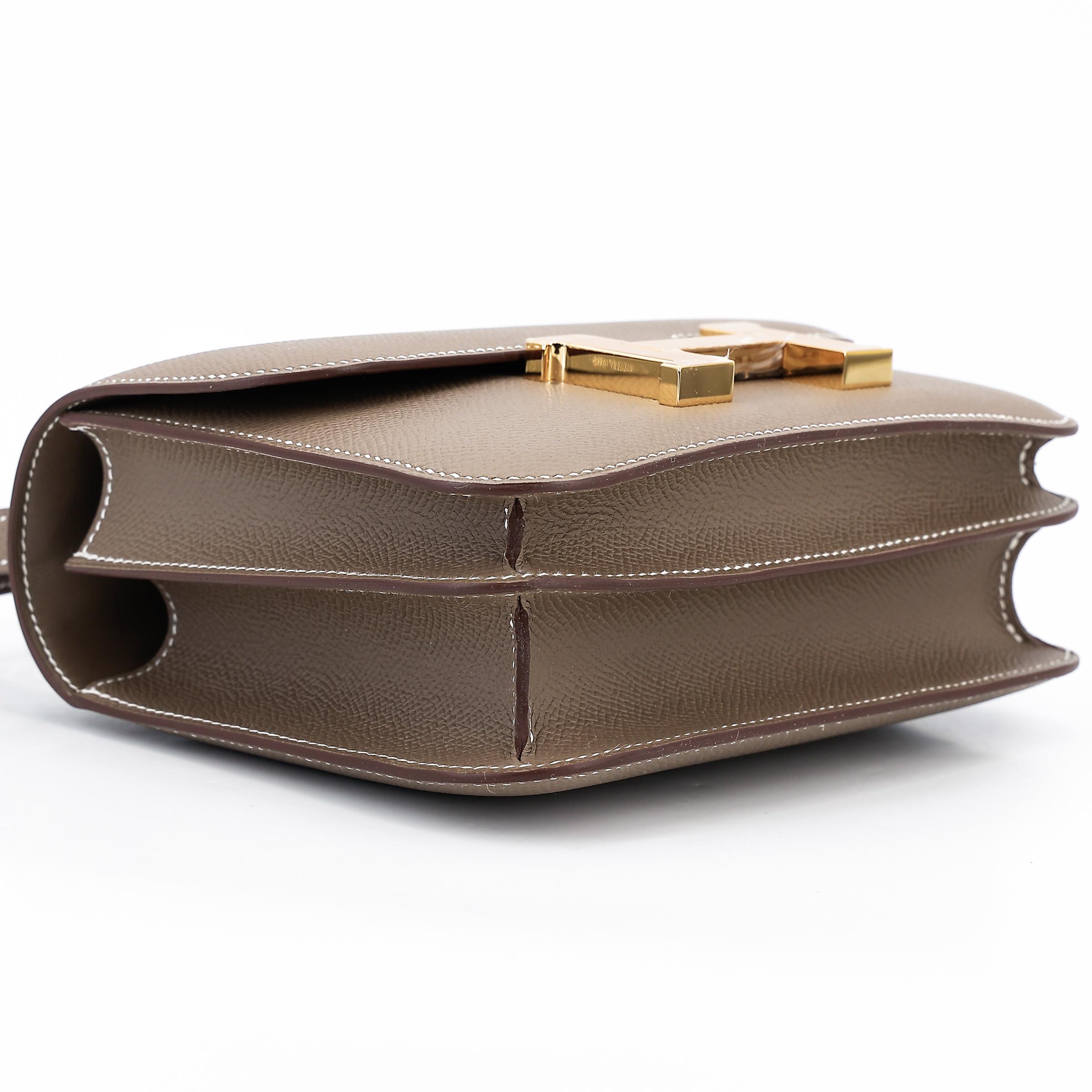 Brand New ( Rank N ) HERMÈS Constance Mini Etoupe (18) Epsom Gold hardware W (2024) - 5