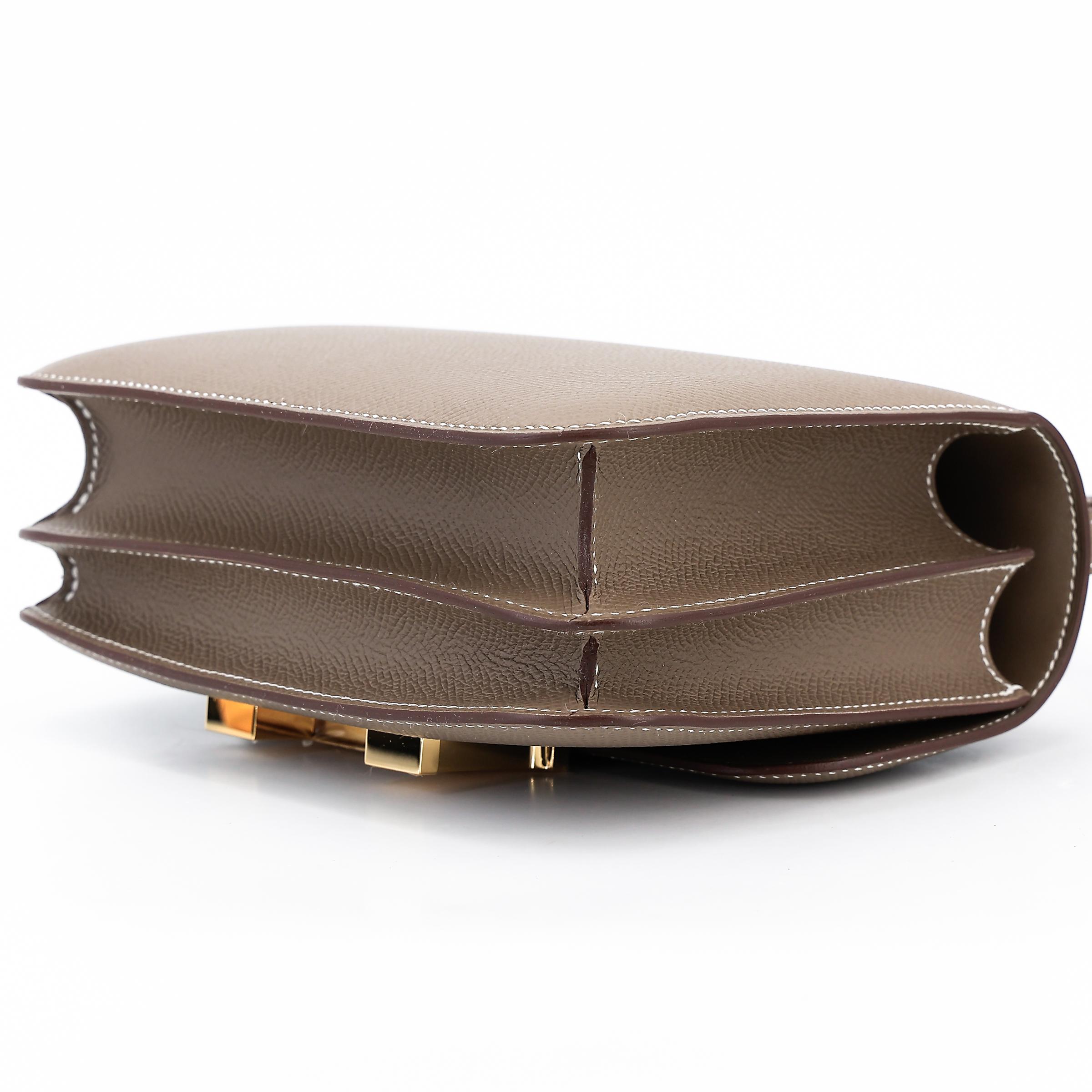 Brand New ( Rank N ) HERMÈS Constance Mini Etoupe (18) Epsom Gold hardware W (2024) - 6