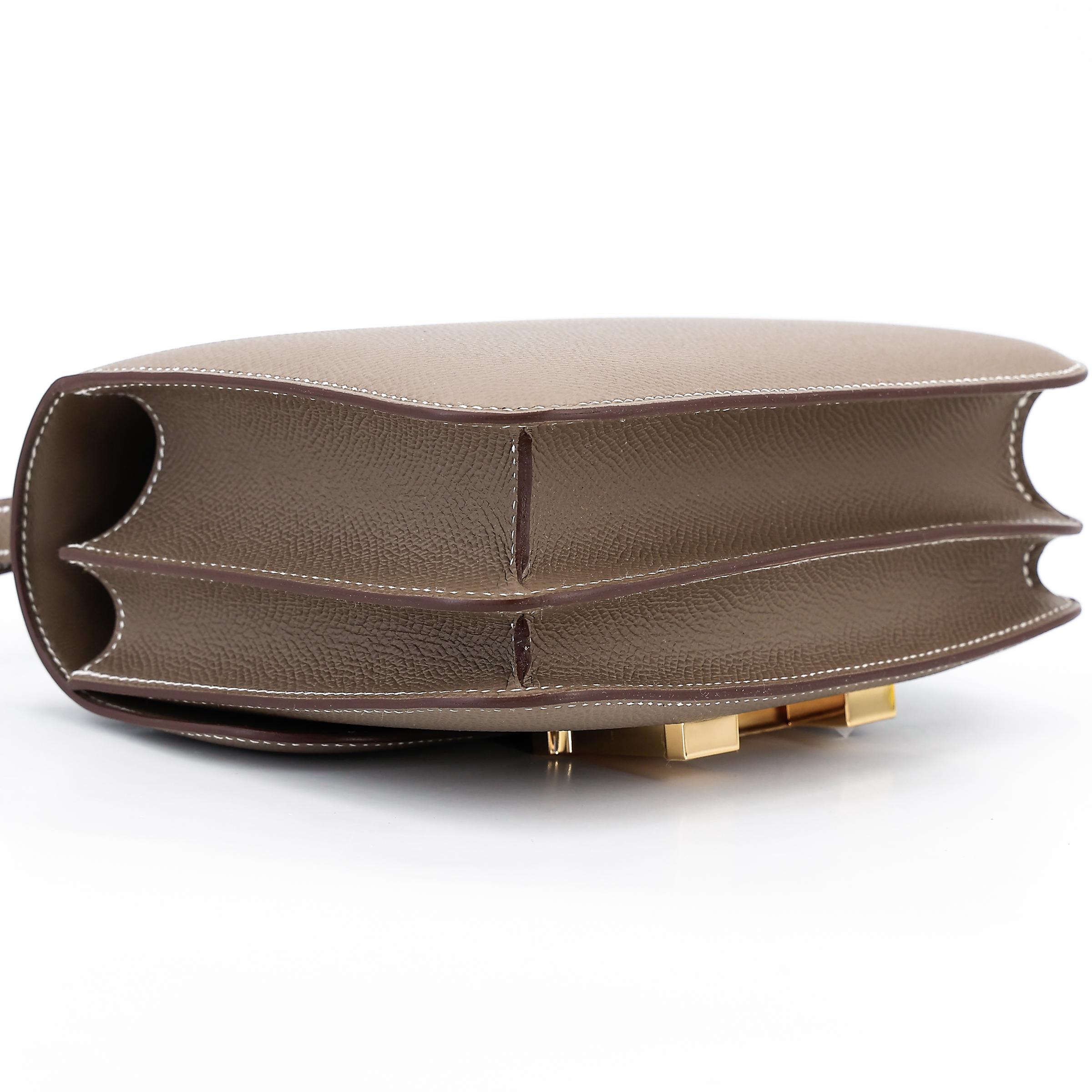 Brand New ( Rank N ) HERMÈS Constance Mini Etoupe (18) Epsom Gold hardware W (2024) - 7