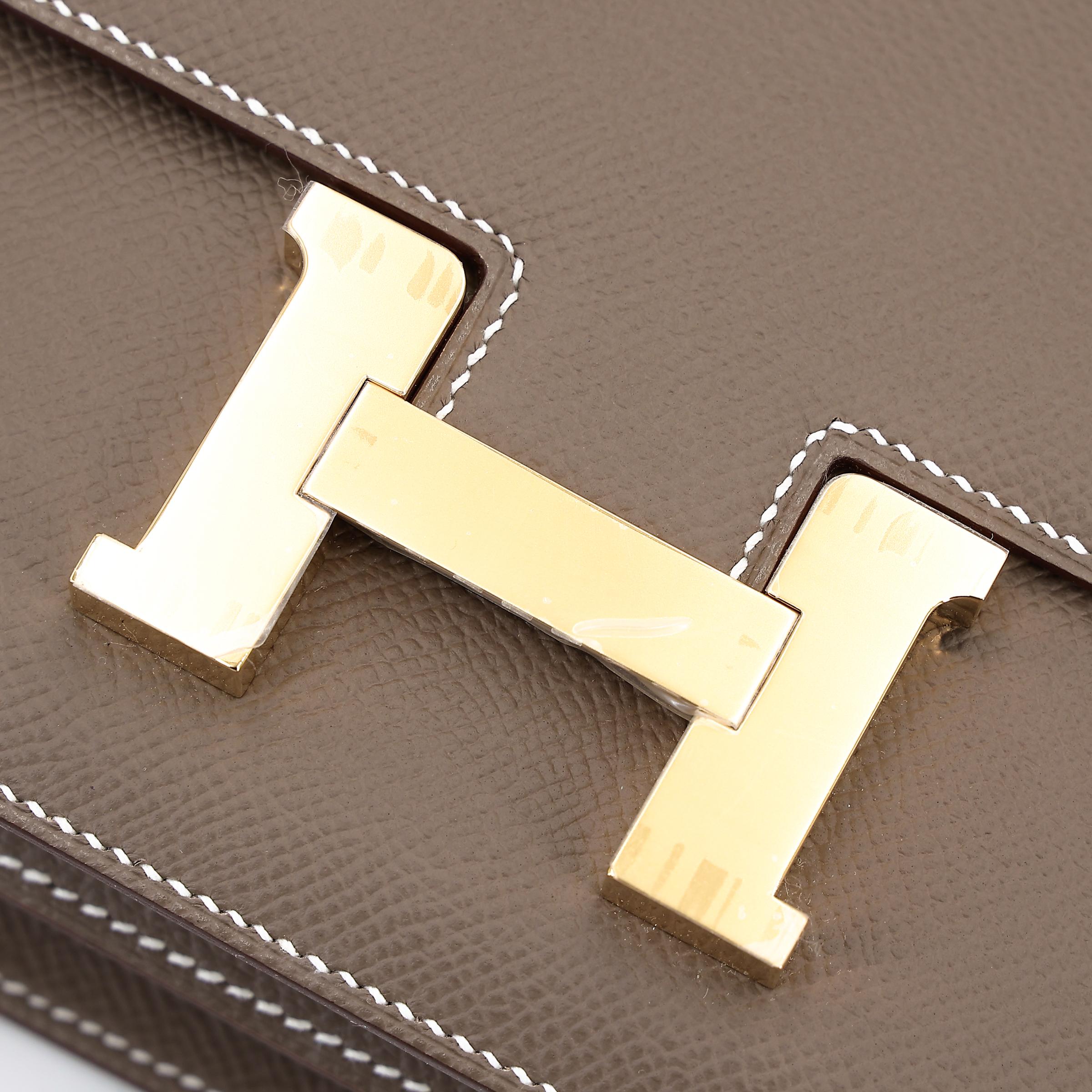 Brand New ( Rank N ) HERMÈS Constance Mini Etoupe (18) Epsom Gold hardware W (2024) - 8