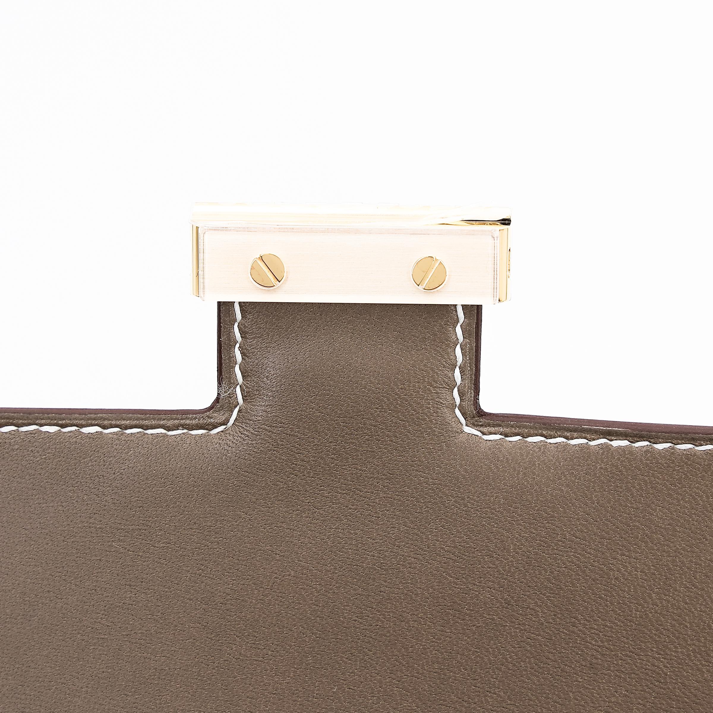 Brand New ( Rank N ) HERMÈS Constance Mini Etoupe (18) Epsom Gold hardware W (2024) - 9