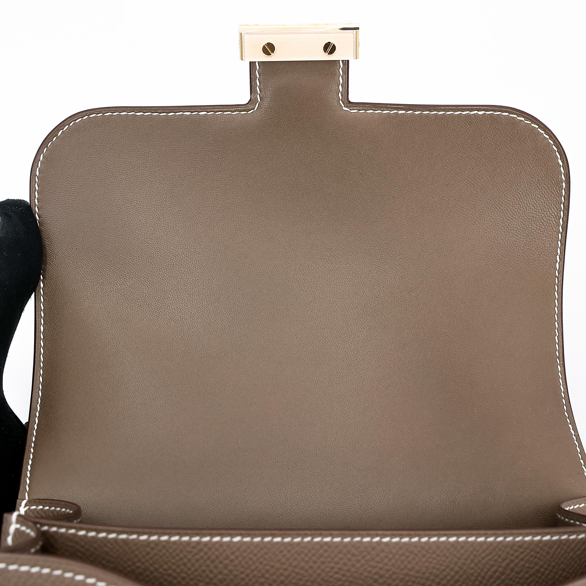 Brand New ( Rank N ) HERMÈS Constance Mini Etoupe (18) Epsom Gold hardware W (2024) - 10