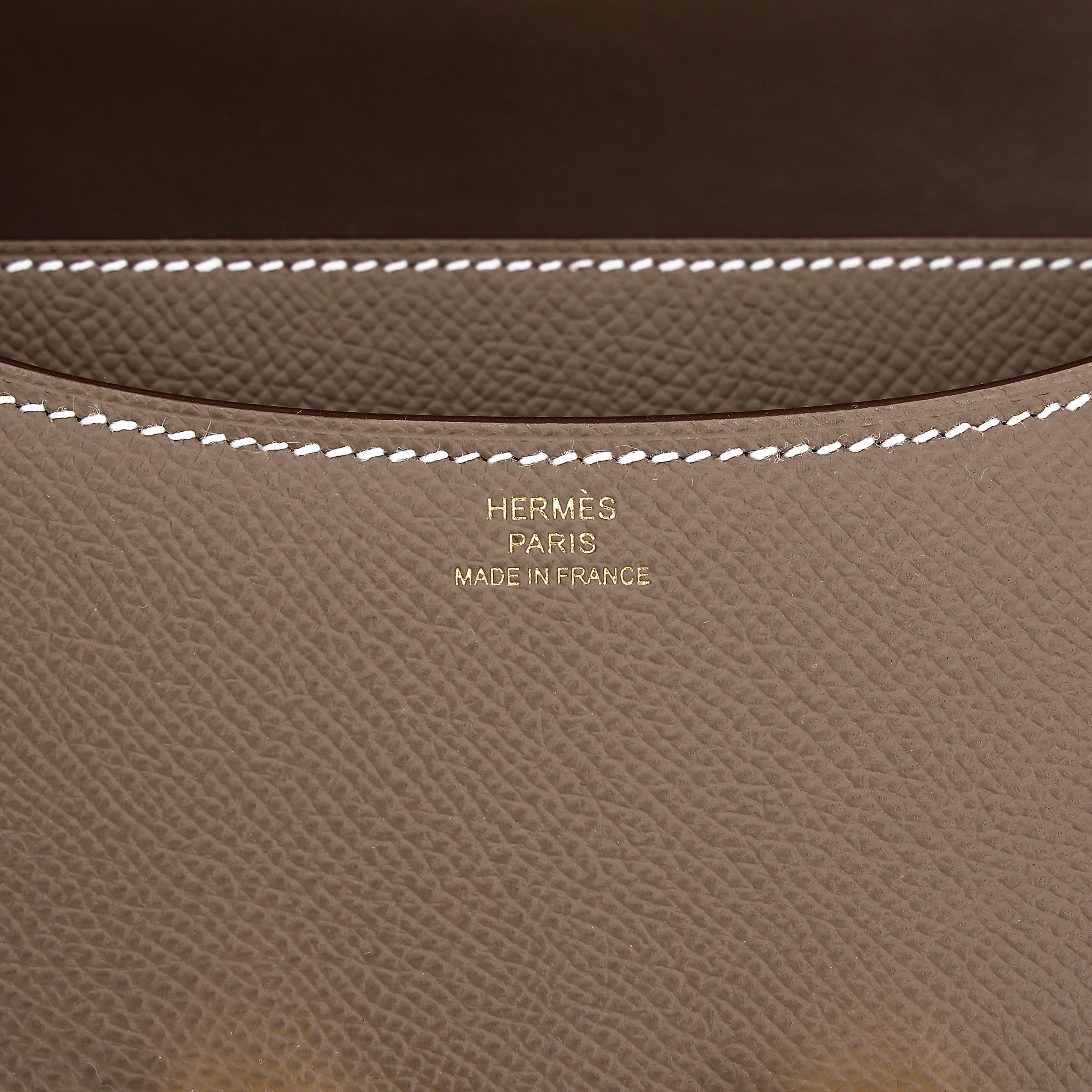 Brand New ( Rank N ) HERMÈS Constance Mini Etoupe (18) Epsom Gold hardware W (2024) - 11