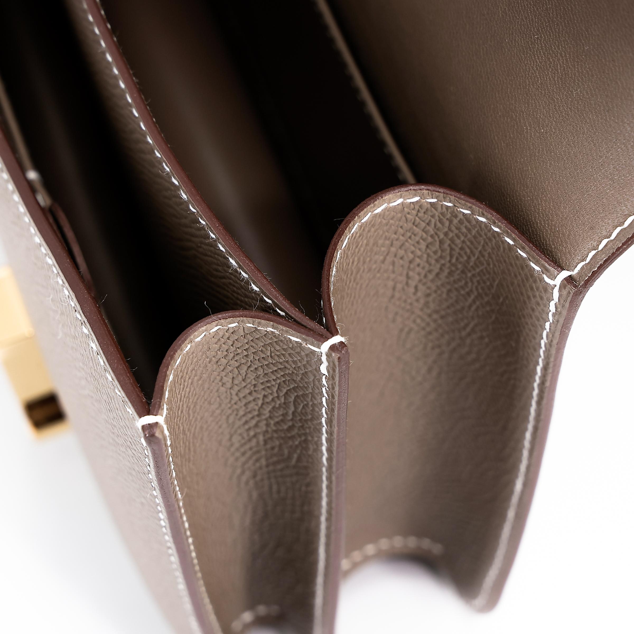 Brand New ( Rank N ) HERMÈS Constance Mini Etoupe (18) Epsom Gold hardware W (2024) - 14