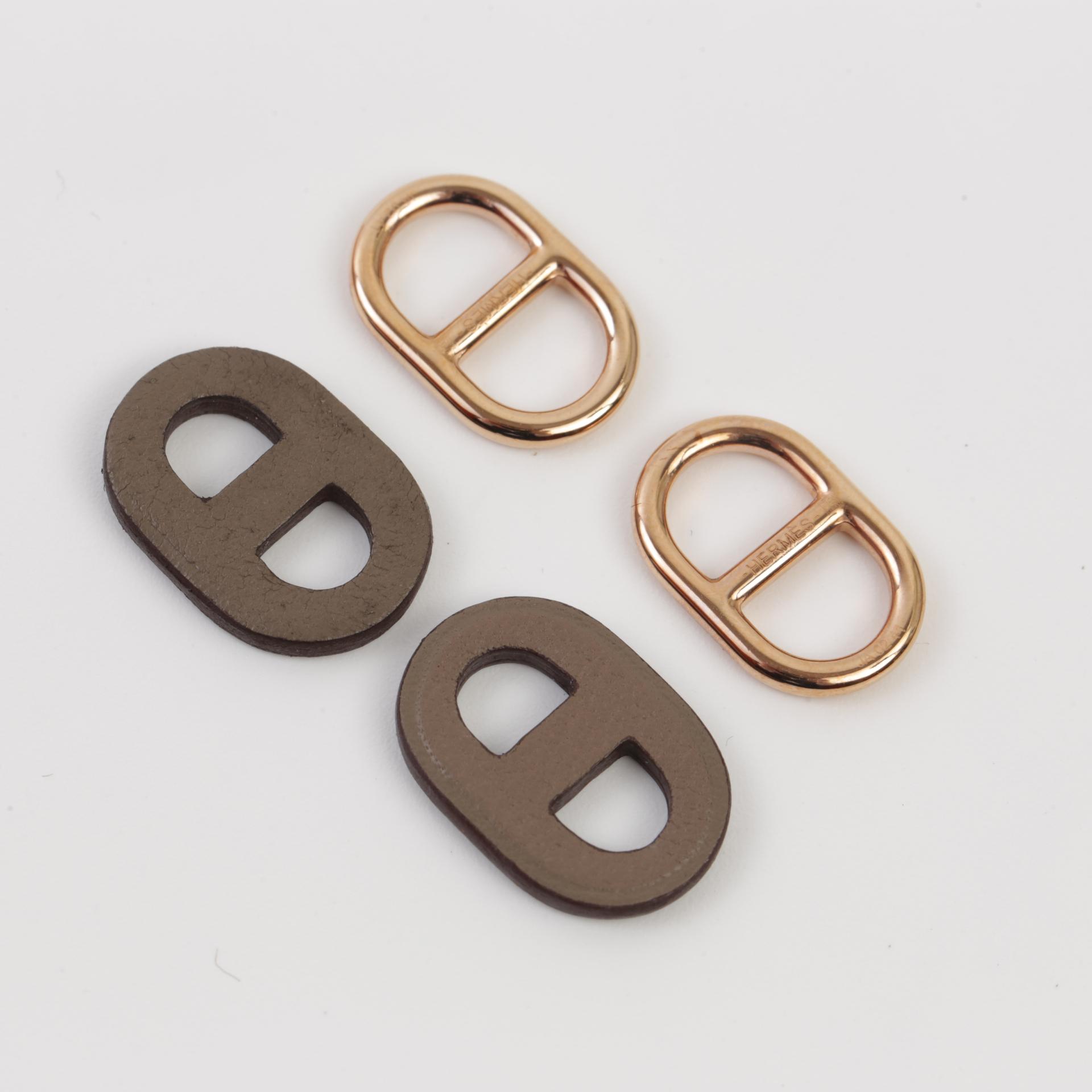 Very Good ( Rank A) HERMÈS O'Maillon earrings Etoupe (18) Gold (37) - 5