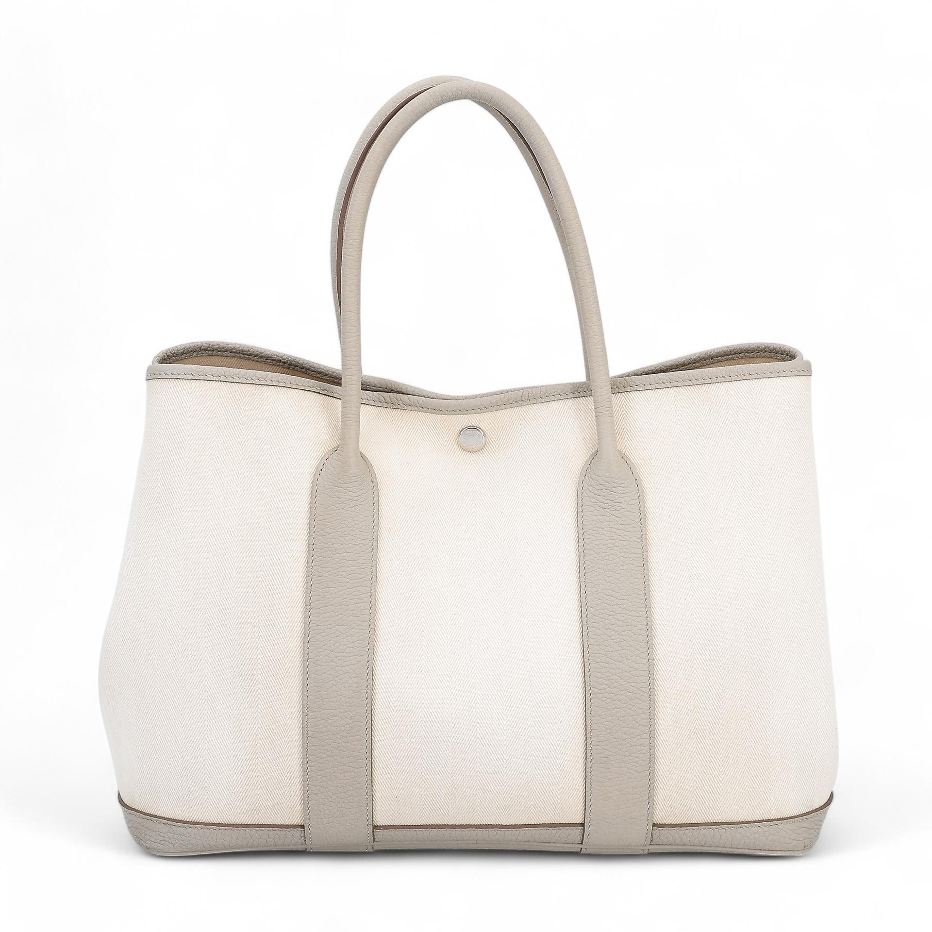 Very Good ( Rank A) HERMÈS Garden Party PM Nata (I2) Beton (8L) Canvas Negonda Palladium hardware D (2019) - 1