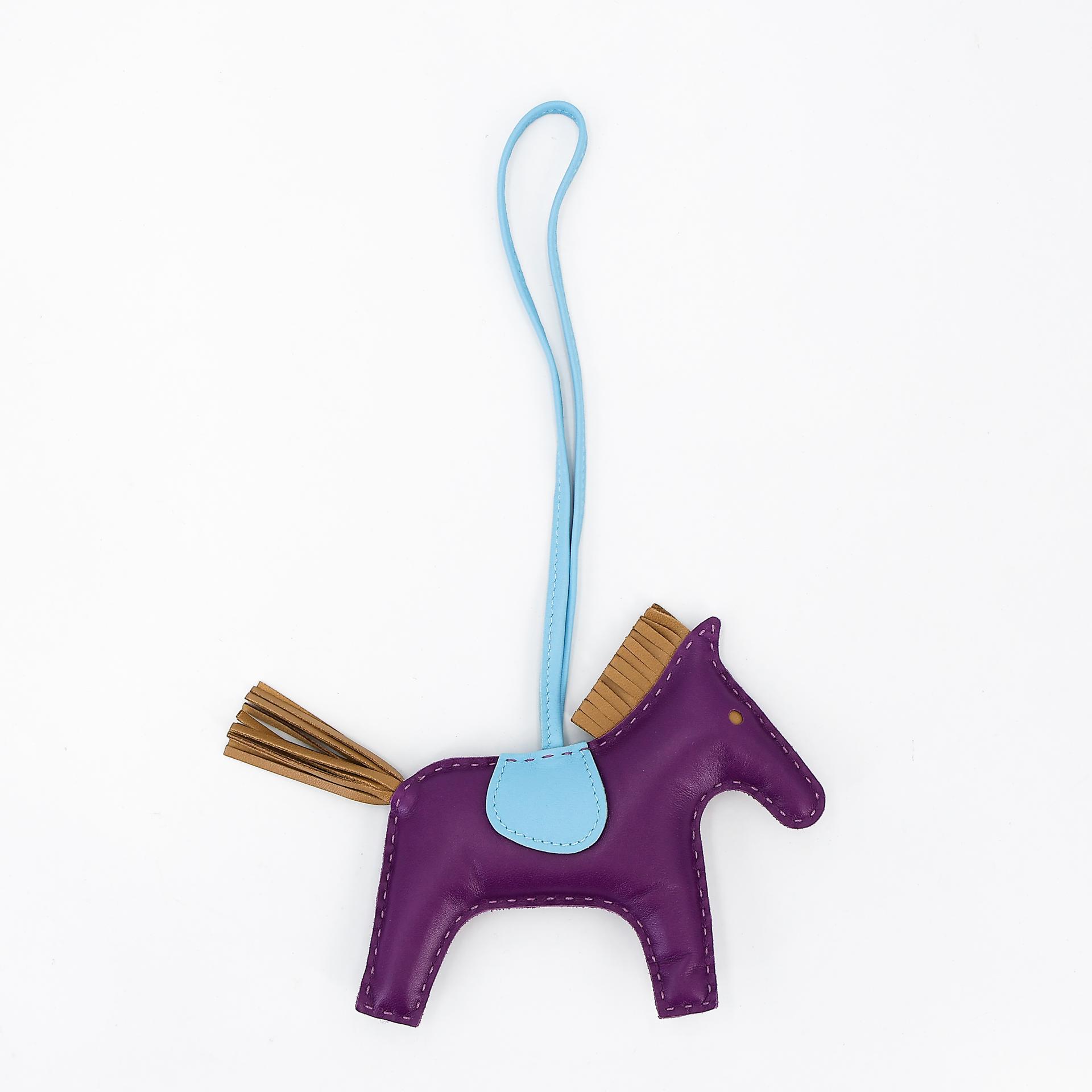 Excellent ( Rank SA ) HERMÈS Rodeo MM Anemone (P9) Kraft (2H) Celeste (7N) Agneau Y (2020) - 4
