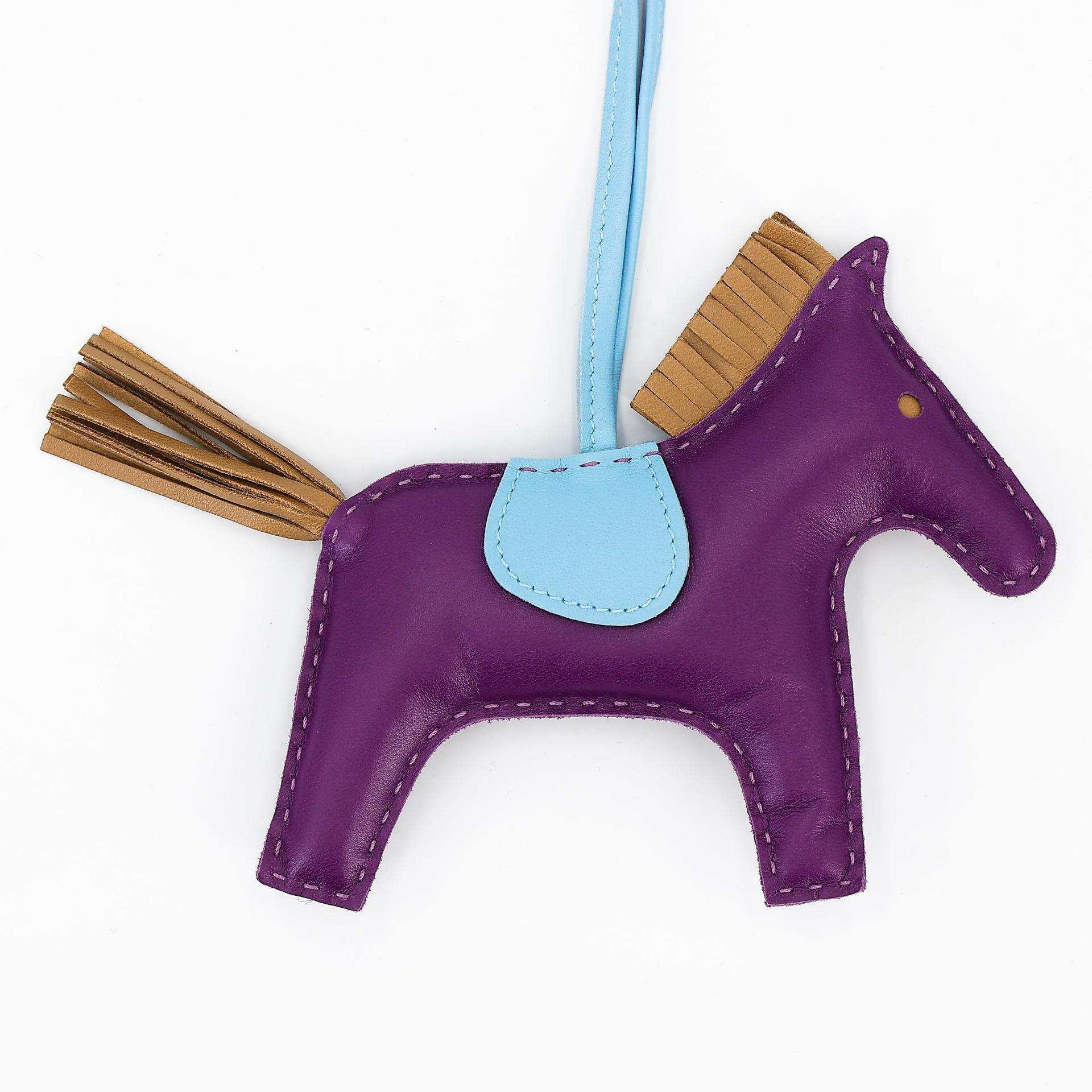 Excellent ( Rank SA ) HERMÈS Rodeo MM Anemone (P9) Kraft (2H) Celeste (7N) Agneau Y (2020) - 5