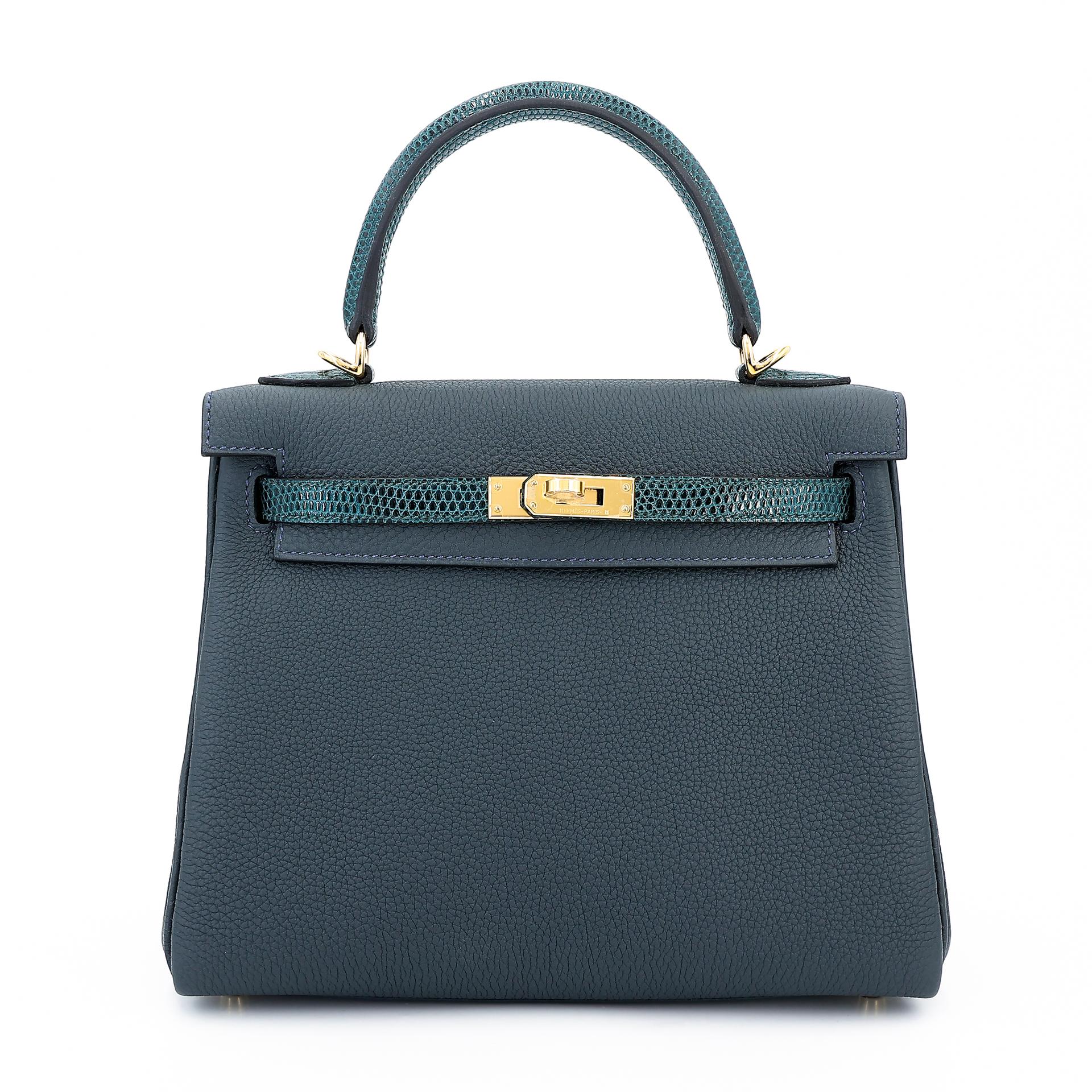 Brand New ( Rank N ) HERMÈS Kelly 25 Touch Vert Cypress (6O) Vert Rousseau (V0) Togo Lizard Gold hardware W (2024) - 1