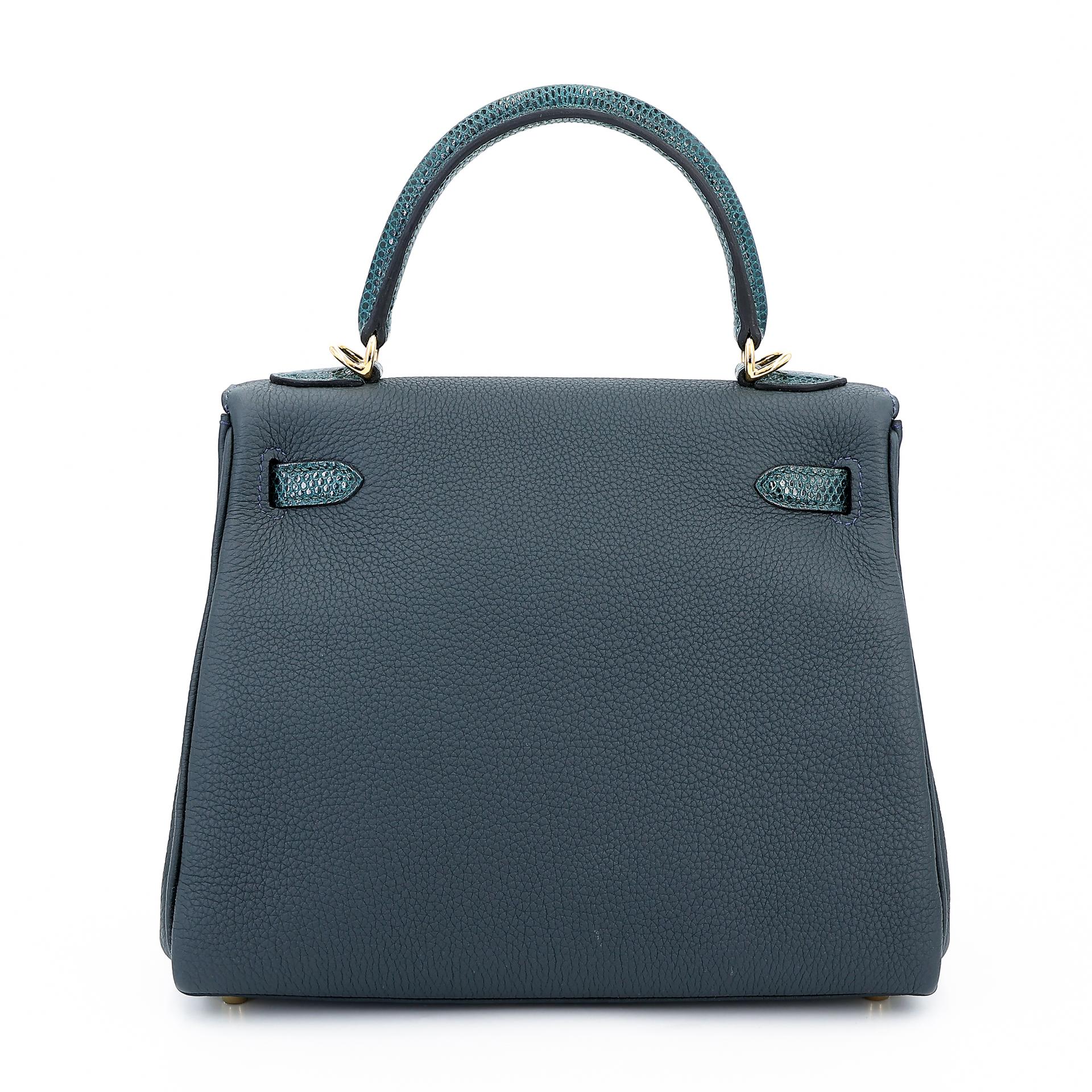 Brand New ( Rank N ) HERMÈS Kelly 25 Touch Vert Cypress (6O) Vert Rousseau (V0) Togo Lizard Gold hardware W (2024) - 2
