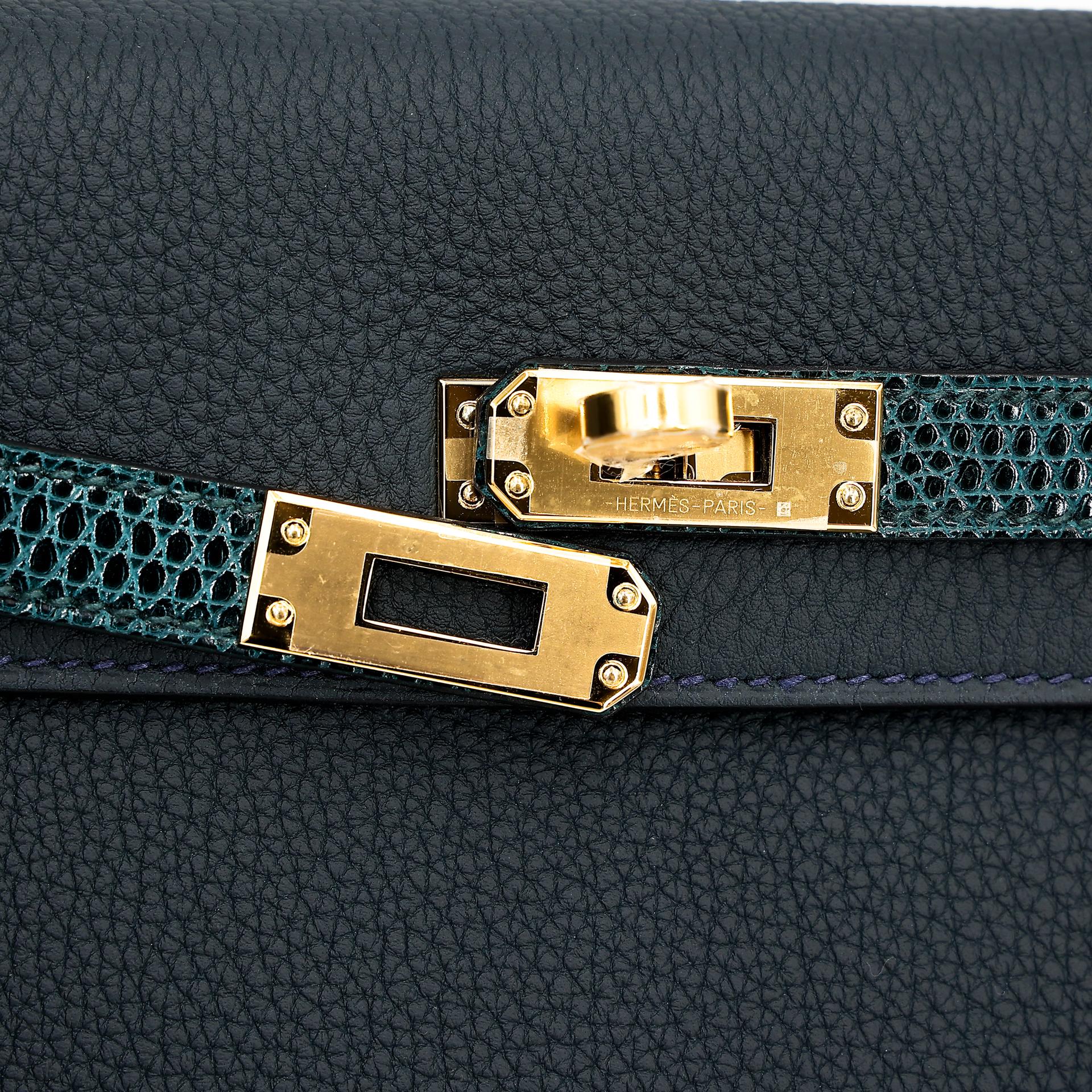 Brand New ( Rank N ) HERMÈS Kelly 25 Touch Vert Cypress (6O) Vert Rousseau (V0) Togo Lizard Gold hardware W (2024) - 8