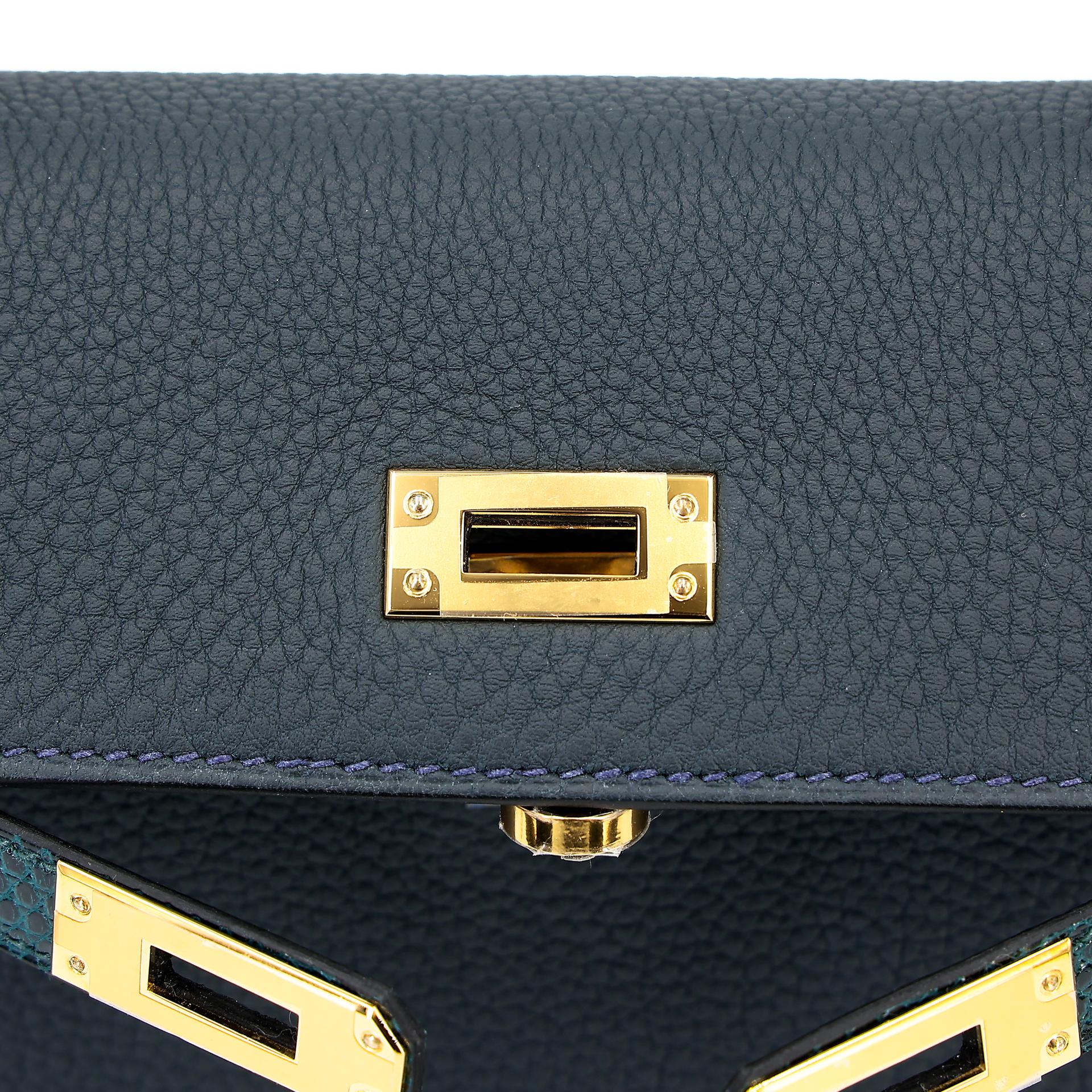 Brand New ( Rank N ) HERMÈS Kelly 25 Touch Vert Cypress (6O) Vert Rousseau (V0) Togo Lizard Gold hardware W (2024) - 9
