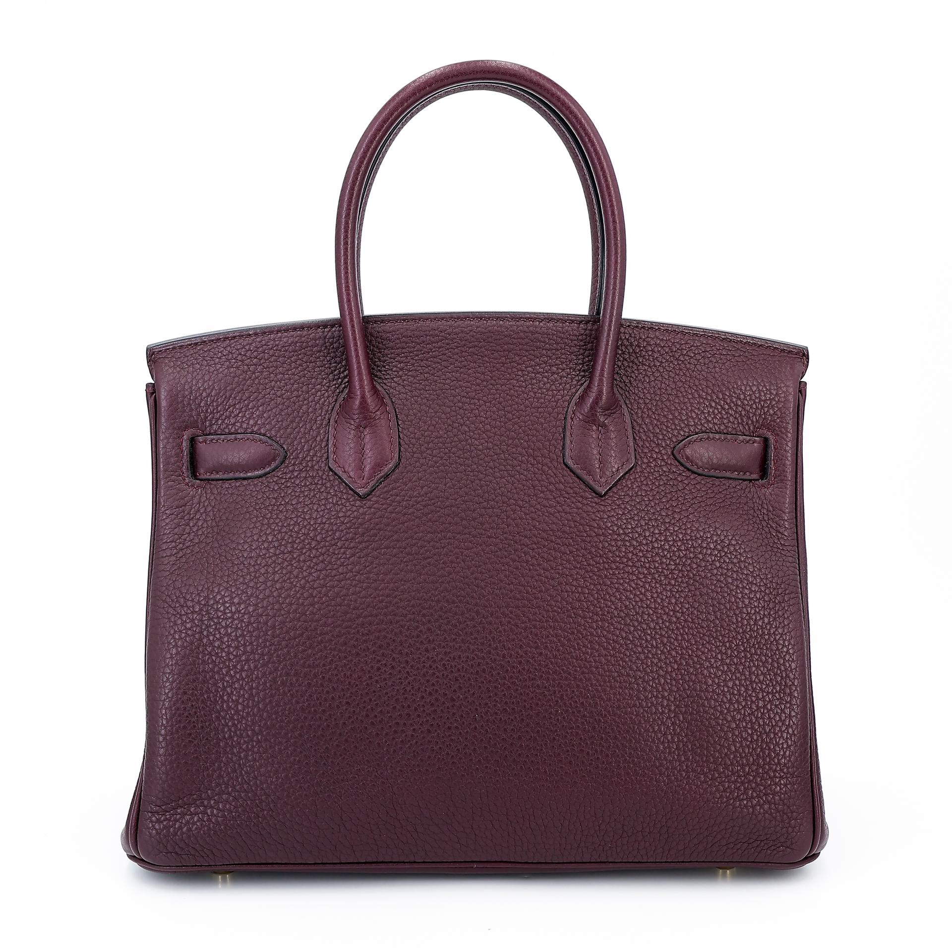 Very Good ( Rank A) HERMÈS Birkin 30 Prune (58) Clemence Gold hardware Square R (2014) - 2