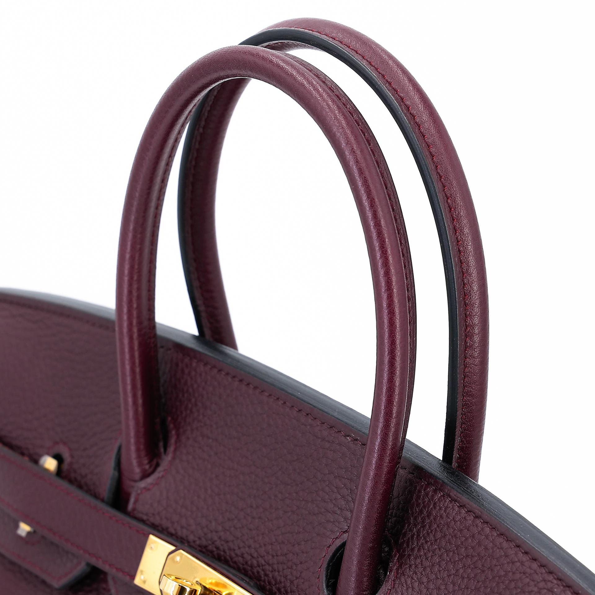 Very Good ( Rank A) HERMÈS Birkin 30 Prune (58) Clemence Gold hardware Square R (2014) - 3