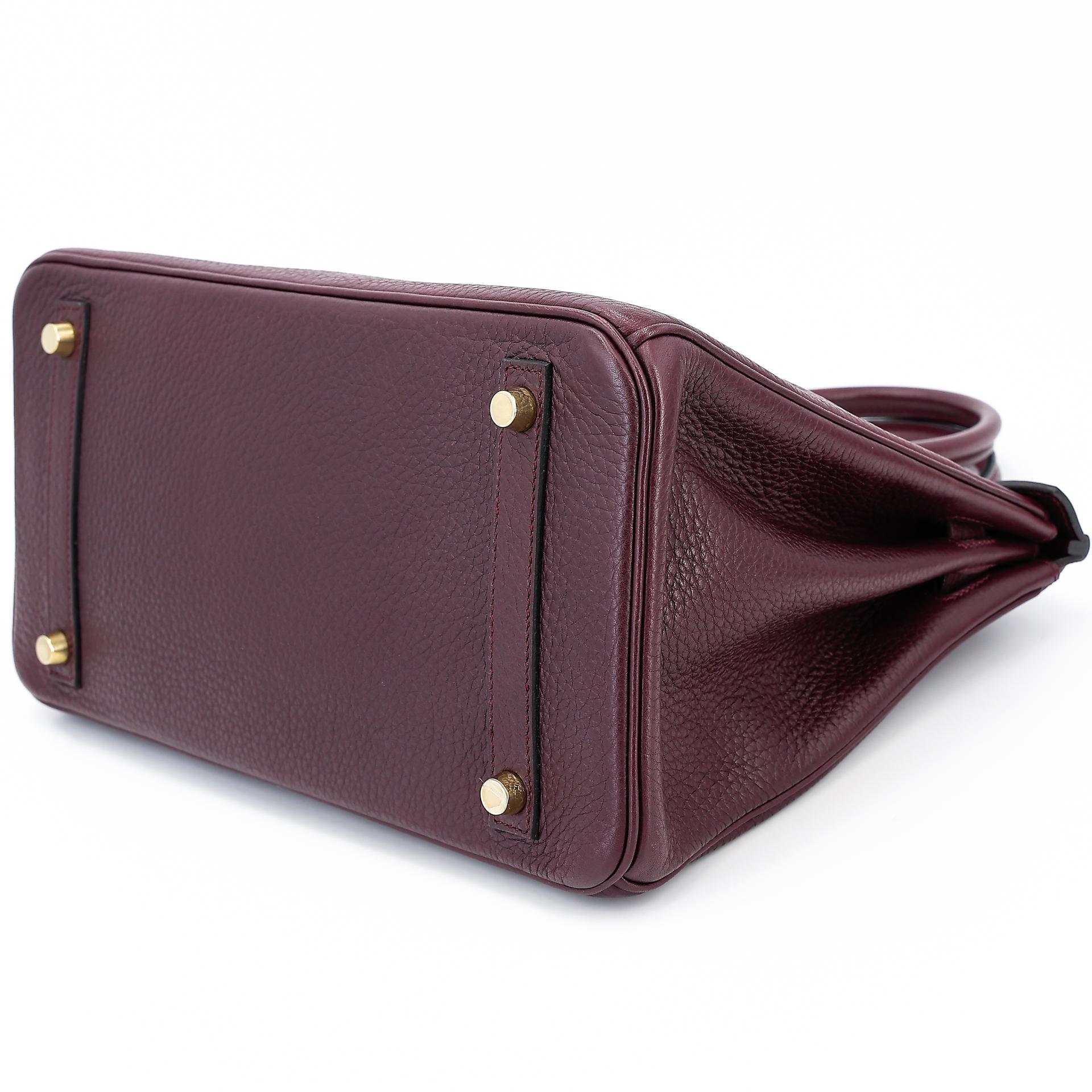 Very Good ( Rank A) HERMÈS Birkin 30 Prune (58) Clemence Gold hardware Square R (2014) - 4