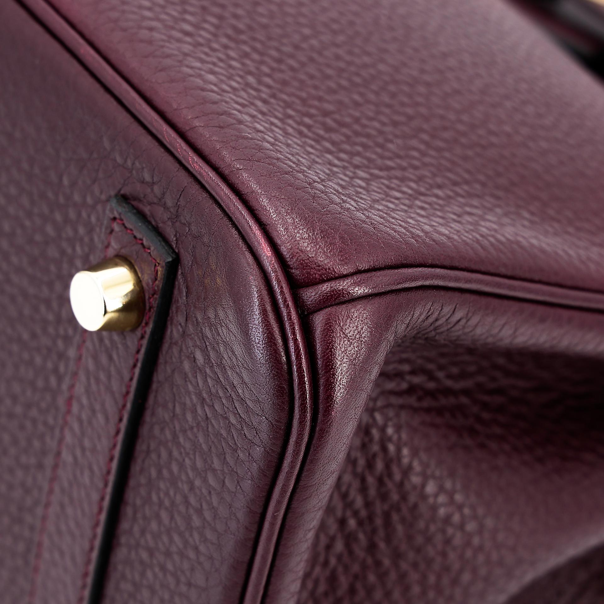 Very Good ( Rank A) HERMÈS Birkin 30 Prune (58) Clemence Gold hardware Square R (2014) - 8