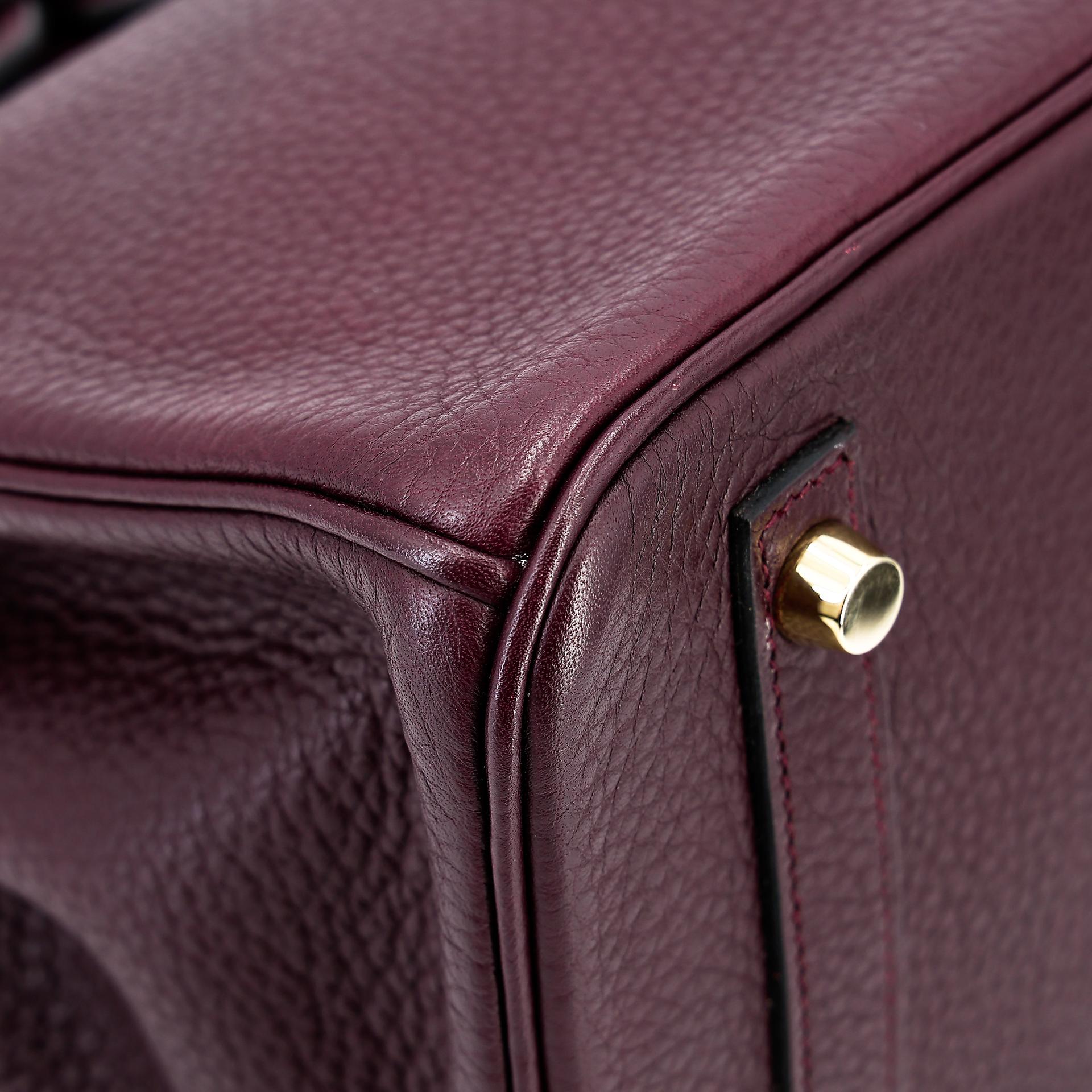 Very Good ( Rank A) HERMÈS Birkin 30 Prune (58) Clemence Gold hardware Square R (2014) - 9