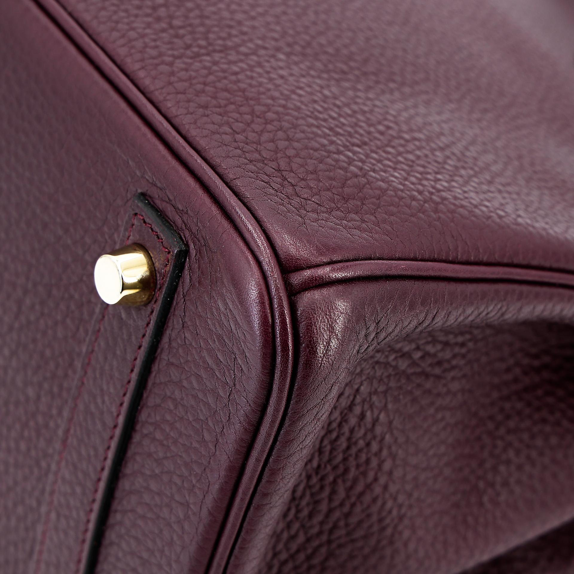 Very Good ( Rank A) HERMÈS Birkin 30 Prune (58) Clemence Gold hardware Square R (2014) - 10