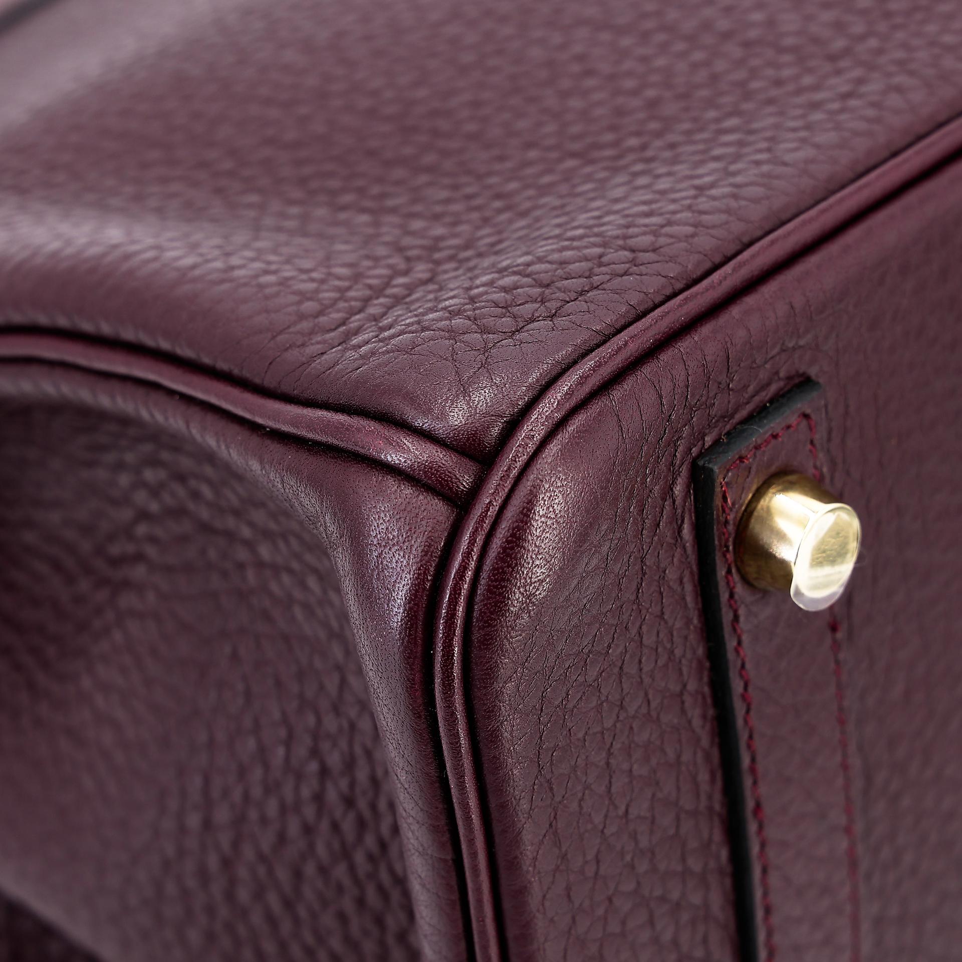 Very Good ( Rank A) HERMÈS Birkin 30 Prune (58) Clemence Gold hardware Square R (2014) - 11
