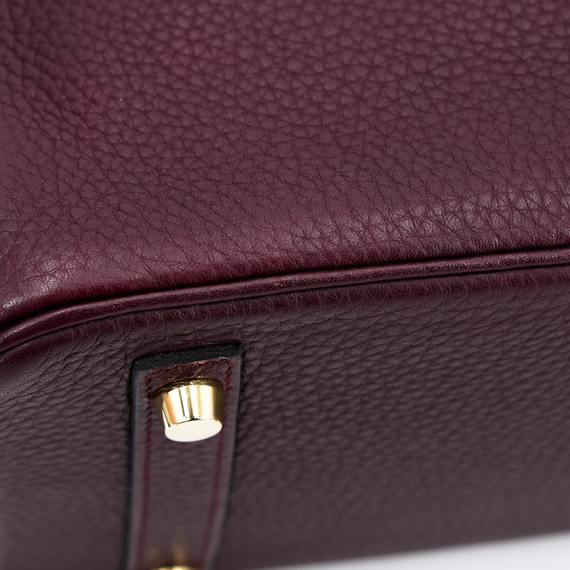 Very Good ( Rank A) HERMÈS Birkin 30 Prune (58) Clemence Gold hardware Square R (2014) - 12