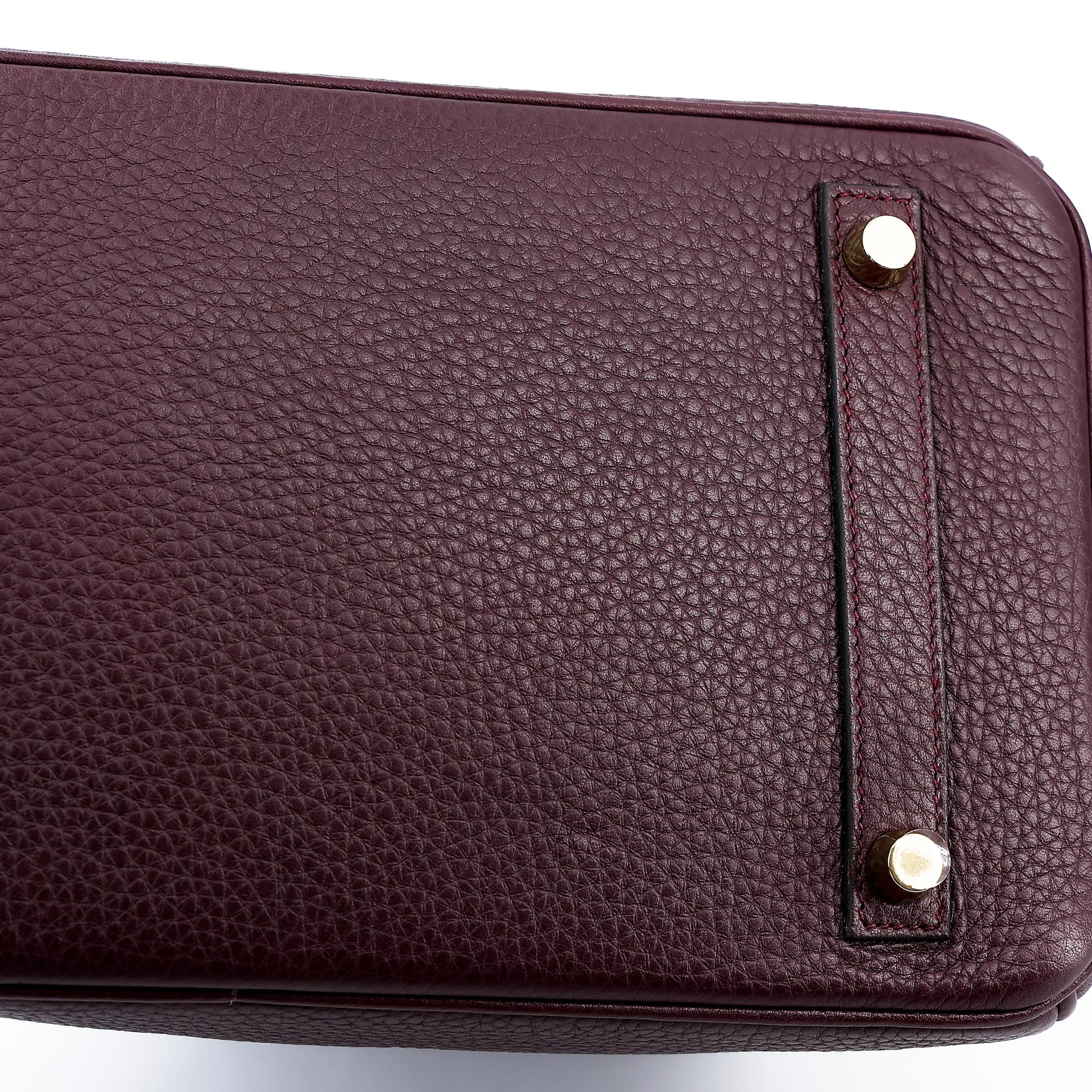 Very Good ( Rank A) HERMÈS Birkin 30 Prune (58) Clemence Gold hardware Square R (2014) - 13