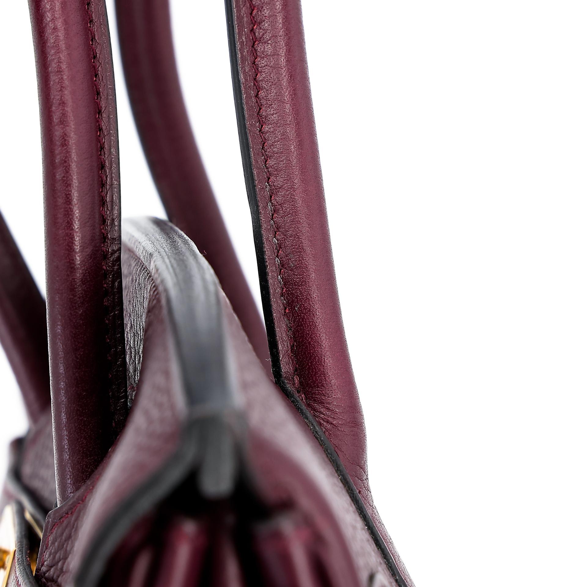 Very Good ( Rank A) HERMÈS Birkin 30 Prune (58) Clemence Gold hardware Square R (2014) - 15