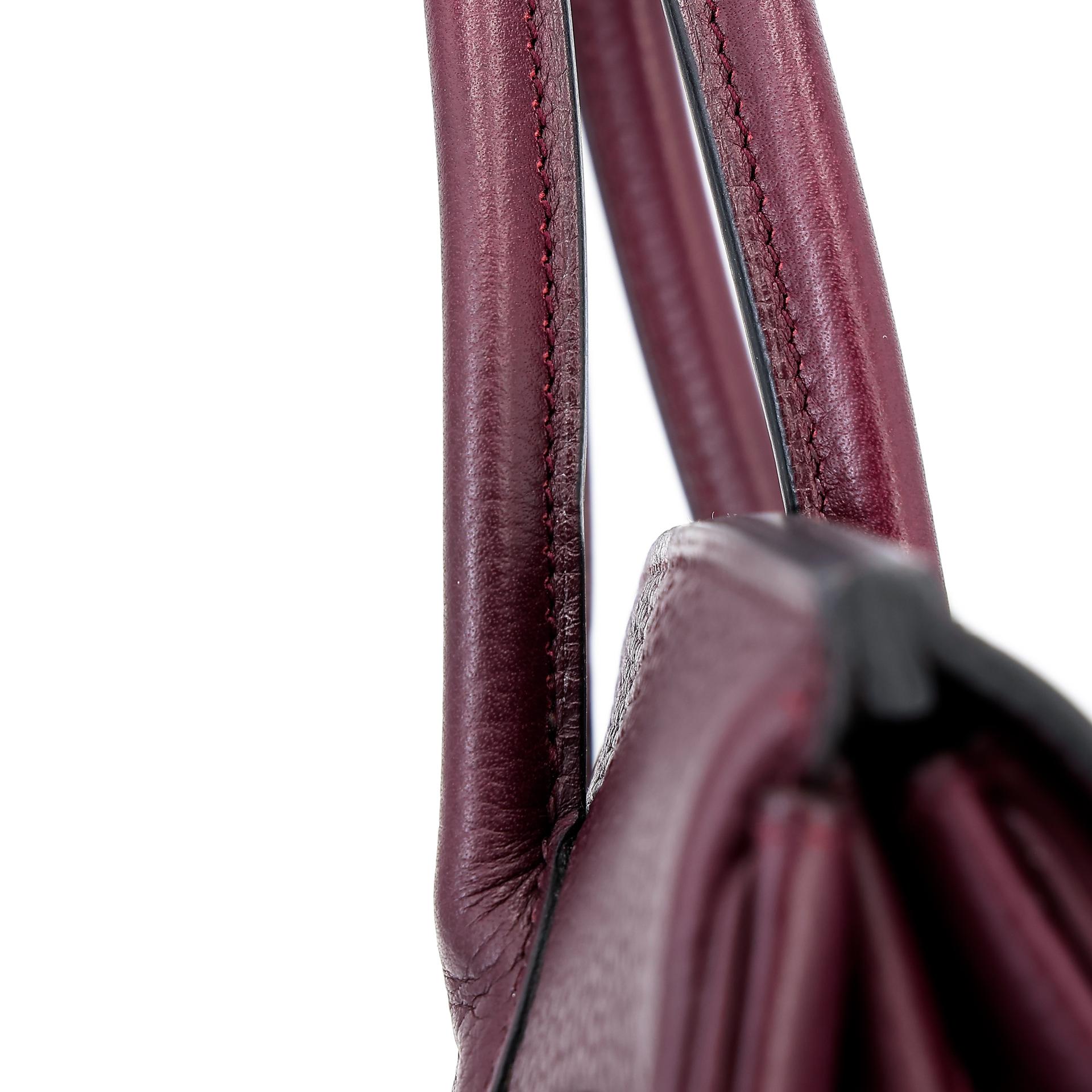 Very Good ( Rank A) HERMÈS Birkin 30 Prune (58) Clemence Gold hardware Square R (2014) - 16
