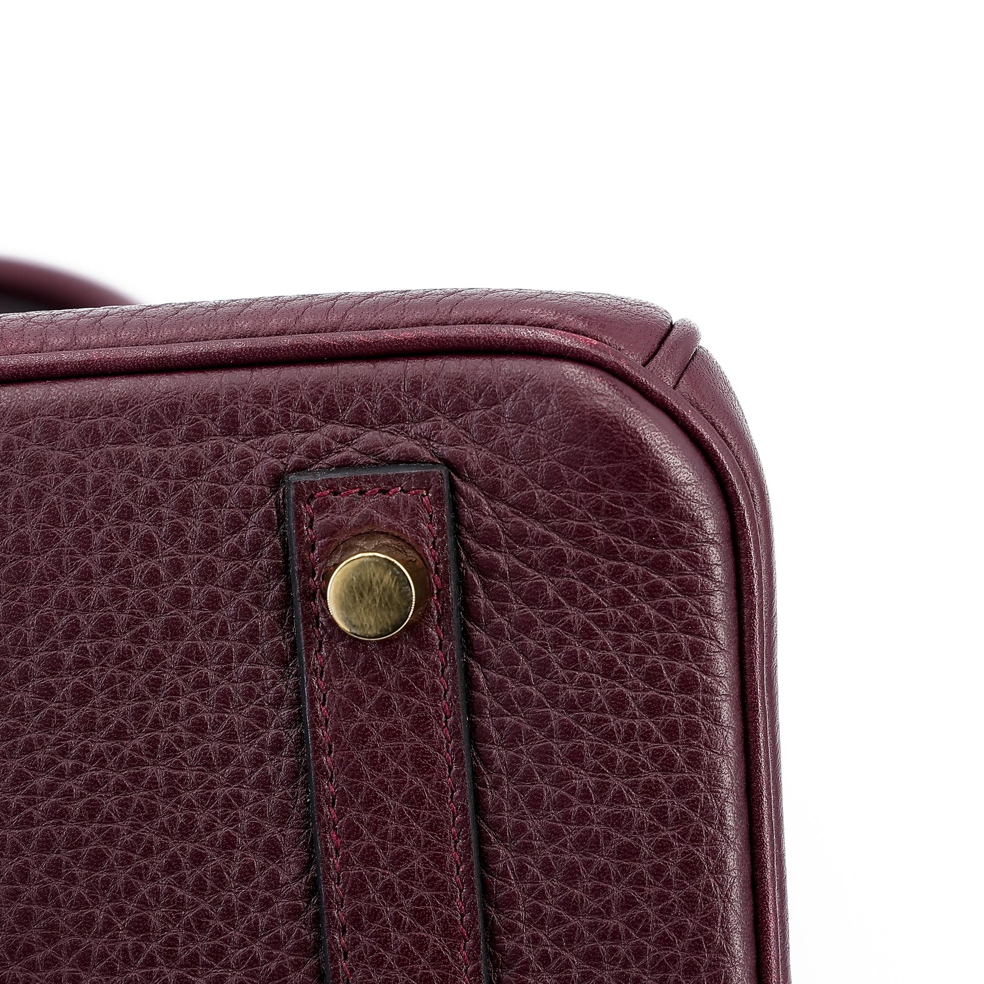 Very Good ( Rank A) HERMÈS Birkin 30 Prune (58) Clemence Gold hardware Square R (2014) - 17