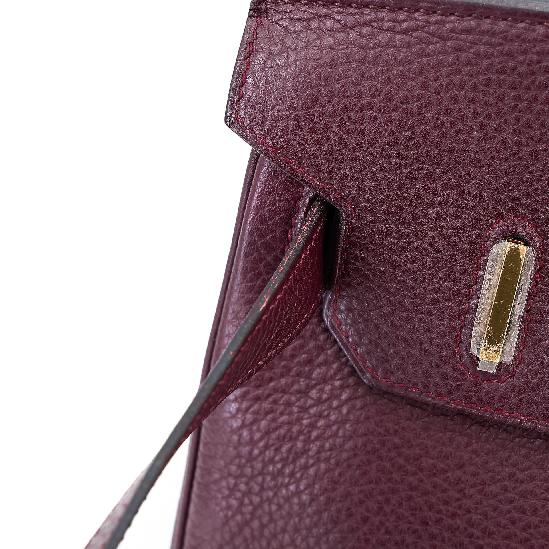Very Good ( Rank A) HERMÈS Birkin 30 Prune (58) Clemence Gold hardware Square R (2014) - 22