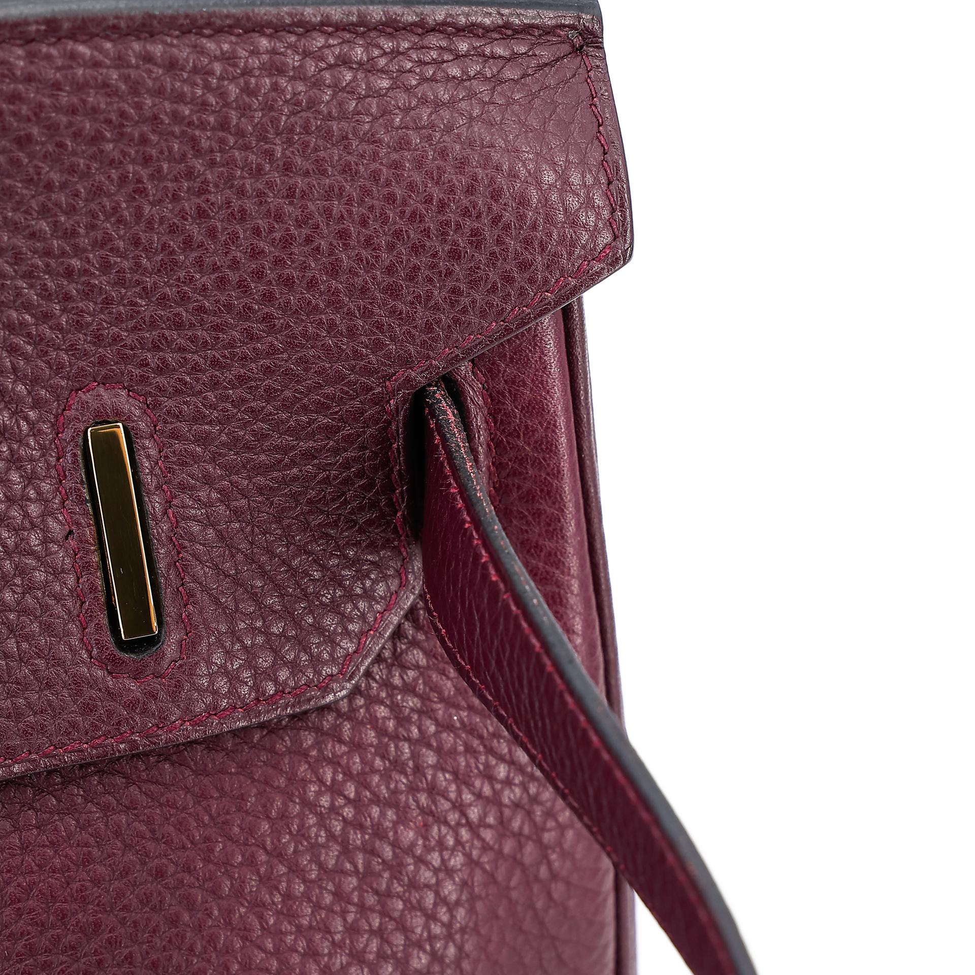 Very Good ( Rank A) HERMÈS Birkin 30 Prune (58) Clemence Gold hardware Square R (2014) - 23