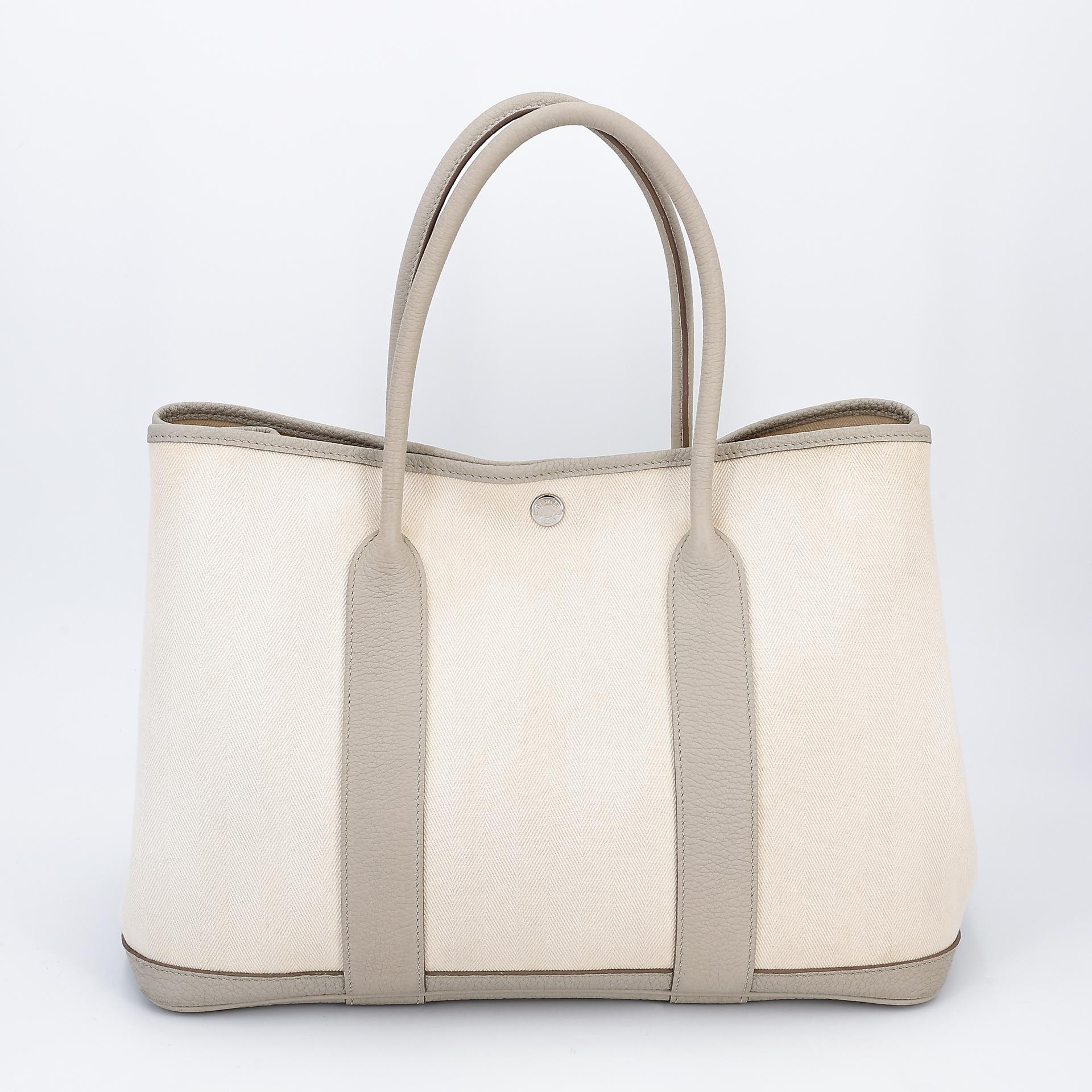 Very Good ( Rank A) HERMÈS Garden Party PM Nata (I2) Beton (8L) Canvas Negonda Palladium hardware D (2019) - 2
