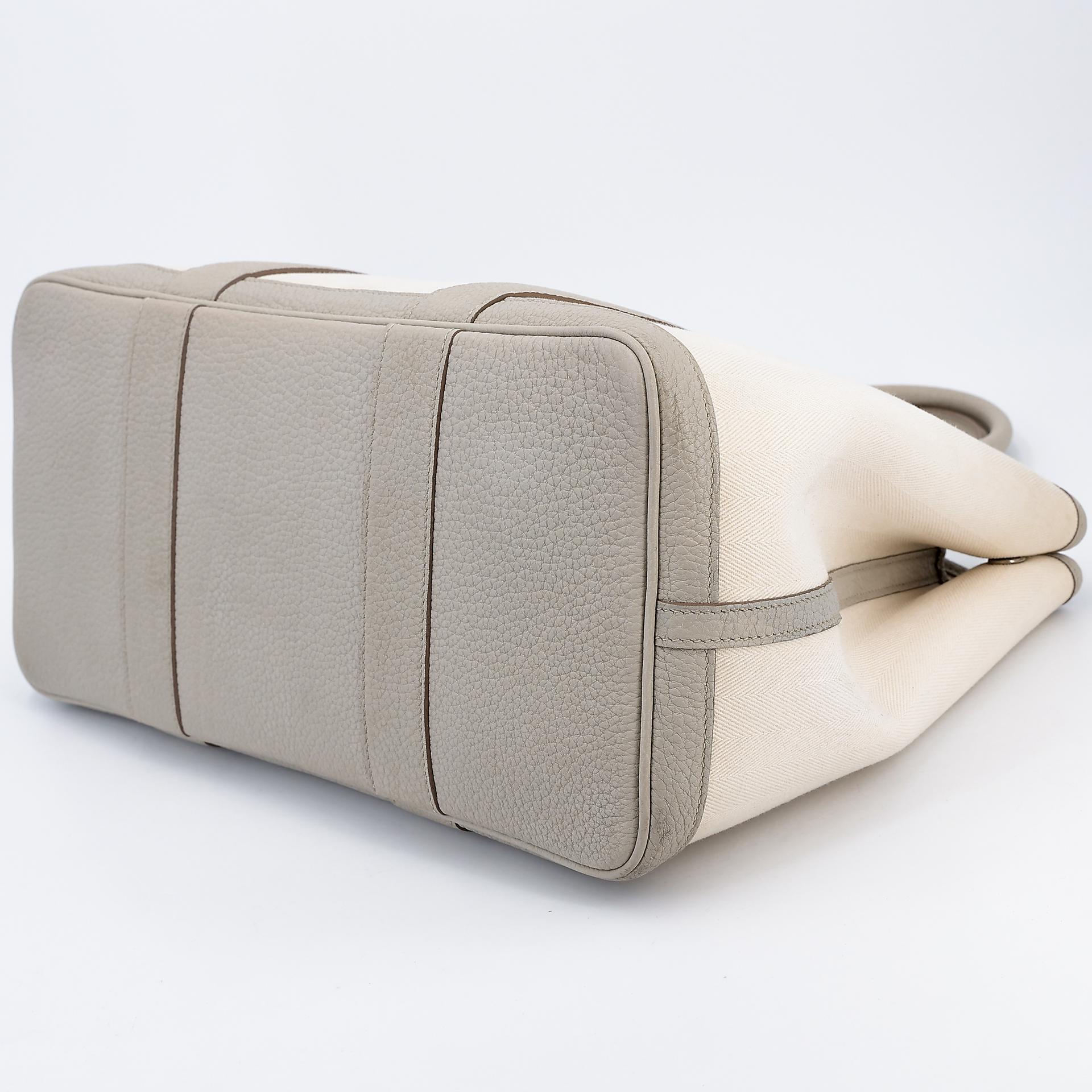 Very Good ( Rank A) HERMÈS Garden Party PM Nata (I2) Beton (8L) Canvas Negonda Palladium hardware D (2019) - 4