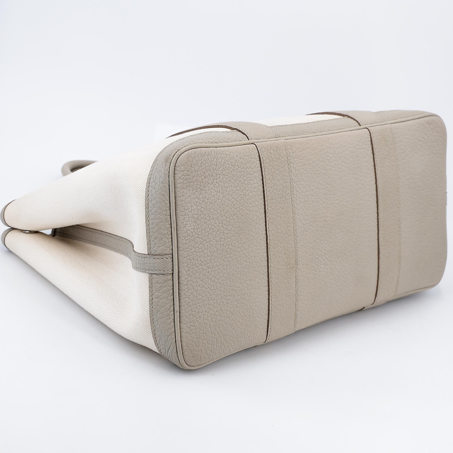 Very Good ( Rank A) HERMÈS Garden Party PM Nata (I2) Beton (8L) Canvas Negonda Palladium hardware D (2019) - 5
